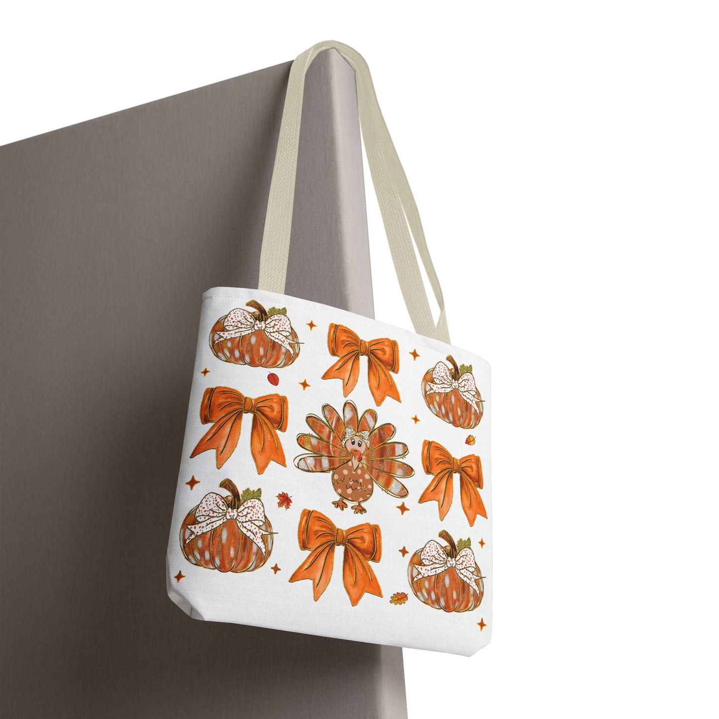 🎀 Girly Bows & Turkey Tote Bag – Cute & Cozy Thanksgiving Style 🦃🧡