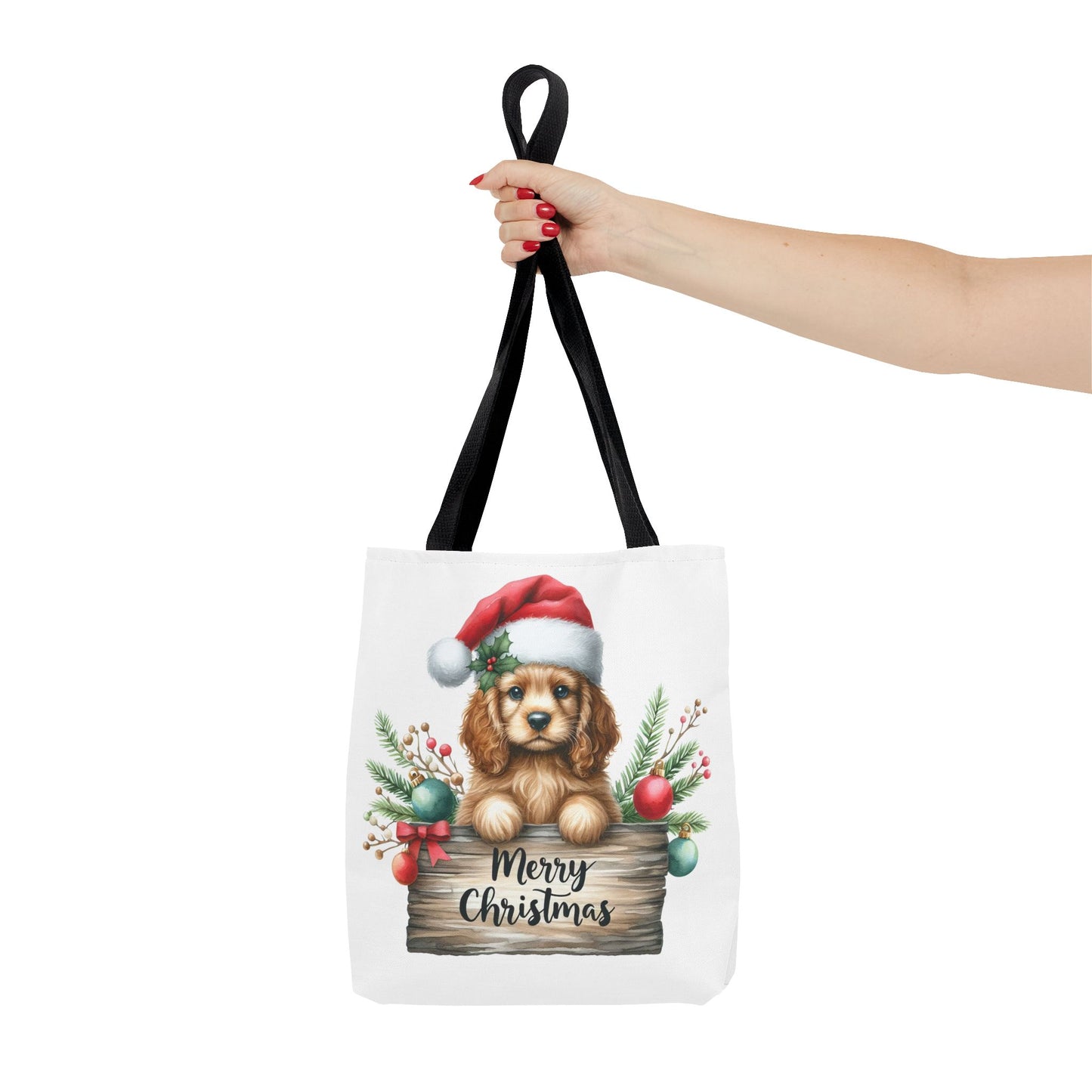 🐶 Cocker Spaniel “Merry Christmas” Tote Bag – Cozy Holiday Charm in Every Stitch 🎄
