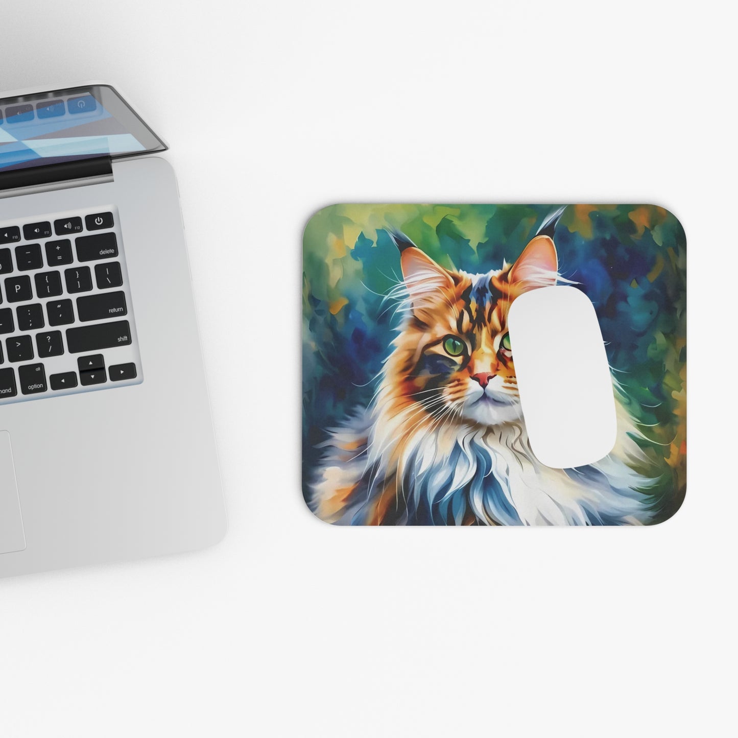 Alfombrilla de ratón con diseño de gato Maine Coon: un encanto felino majestuoso para tu escritorio