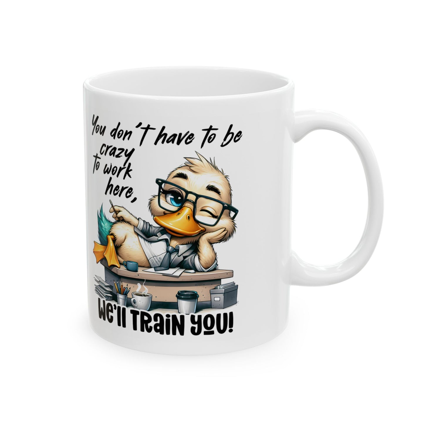 🖊️ Te capacitaremos: divertida taza de café con forma de pato para compañeros de trabajo y travesuras de oficina ☕