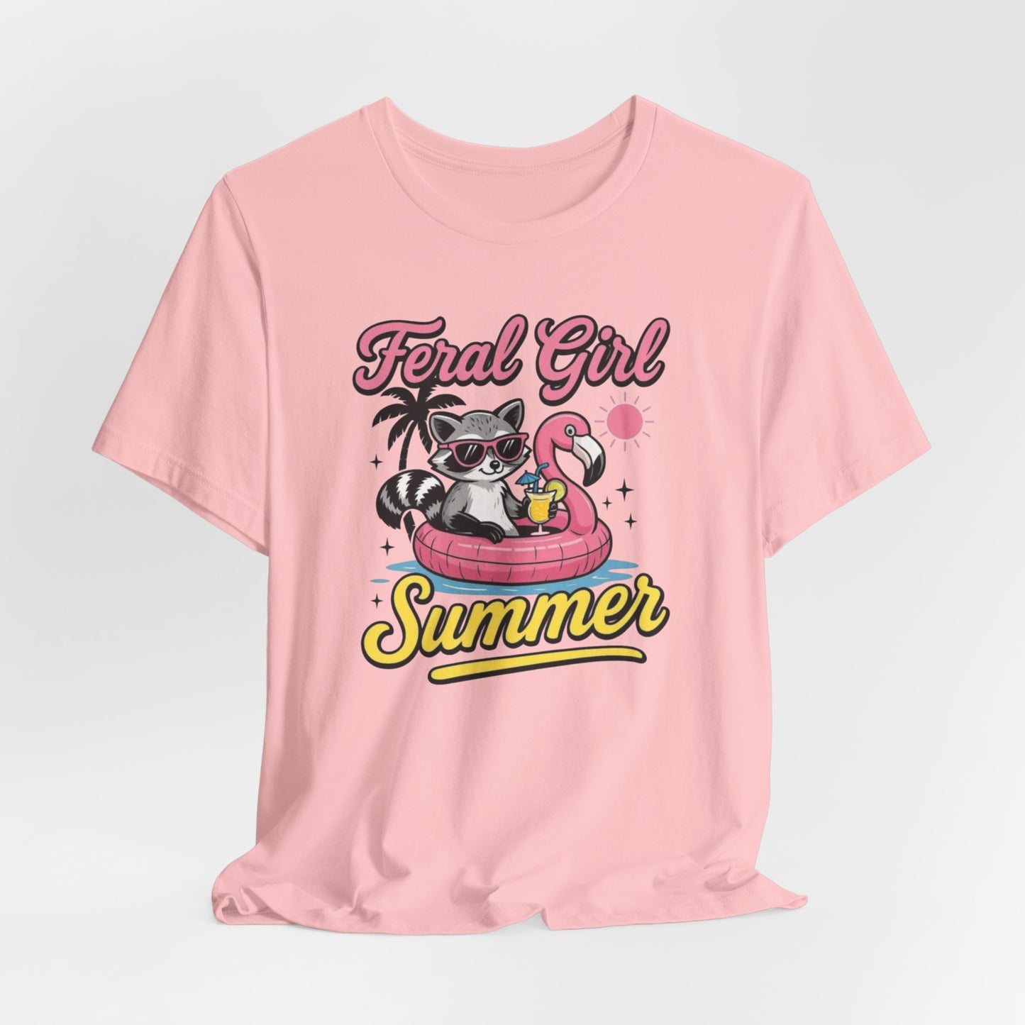 Camiseta de verano para chica salvaje: Mapache divertido con vuelo | Camiseta de verano para mujer