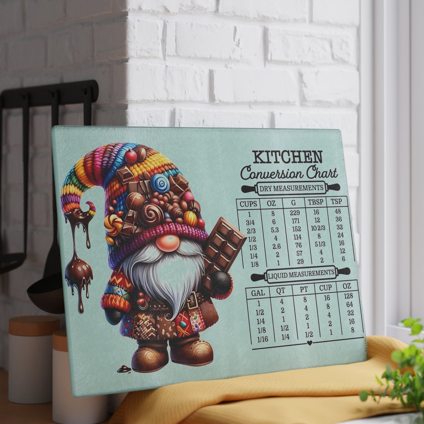 🍫🎨 Candy Gnome Kitchen Conversion Cutting Board – Sweet Treats & Whimsical Charm for Your Kitchen 🍬🧑🍳