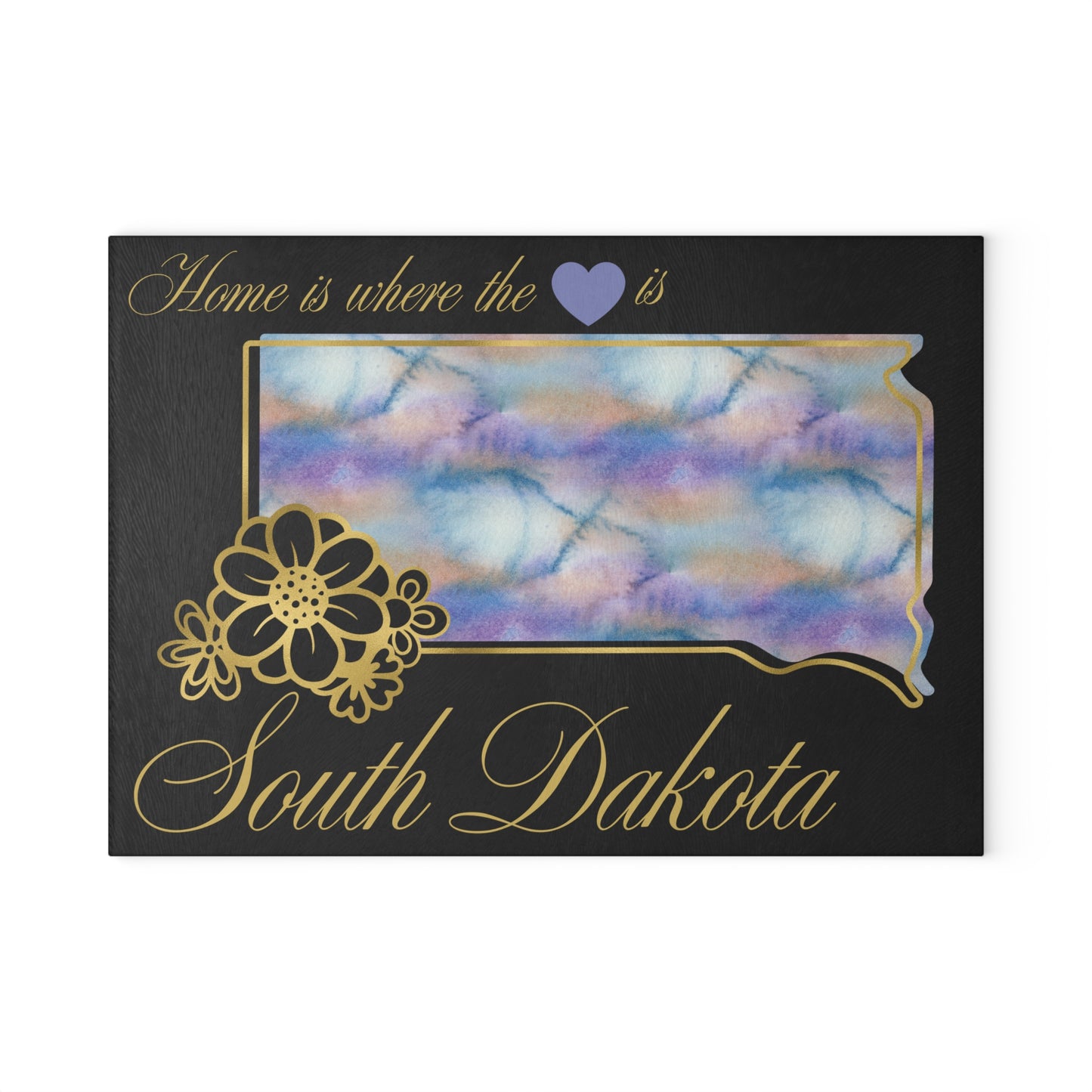 🌾 South Dakota Floral State Cutting Board – Prairie Pastels with Golden Accents 🌼