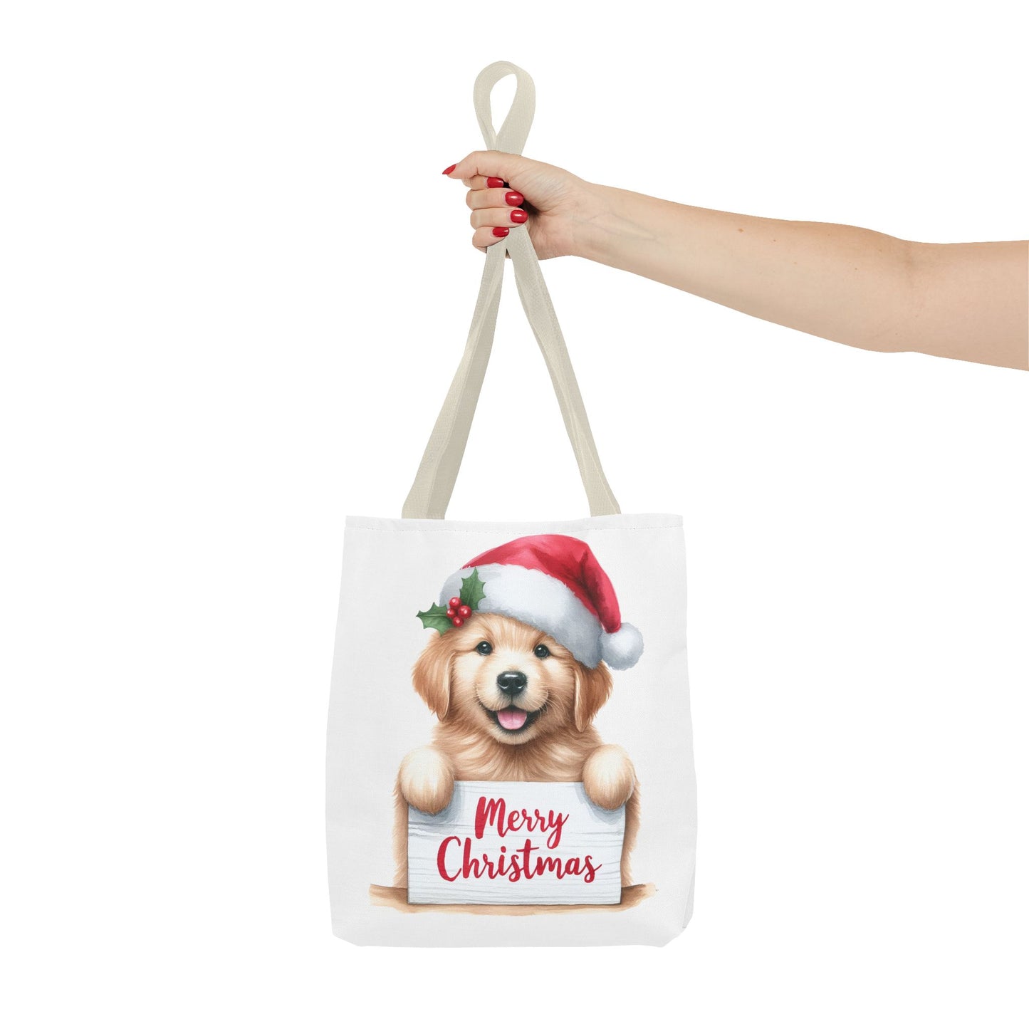 🐾 Golden Retriever “Merry Christmas” Tote Bag – Holiday Cheer in Every Carry 🎄