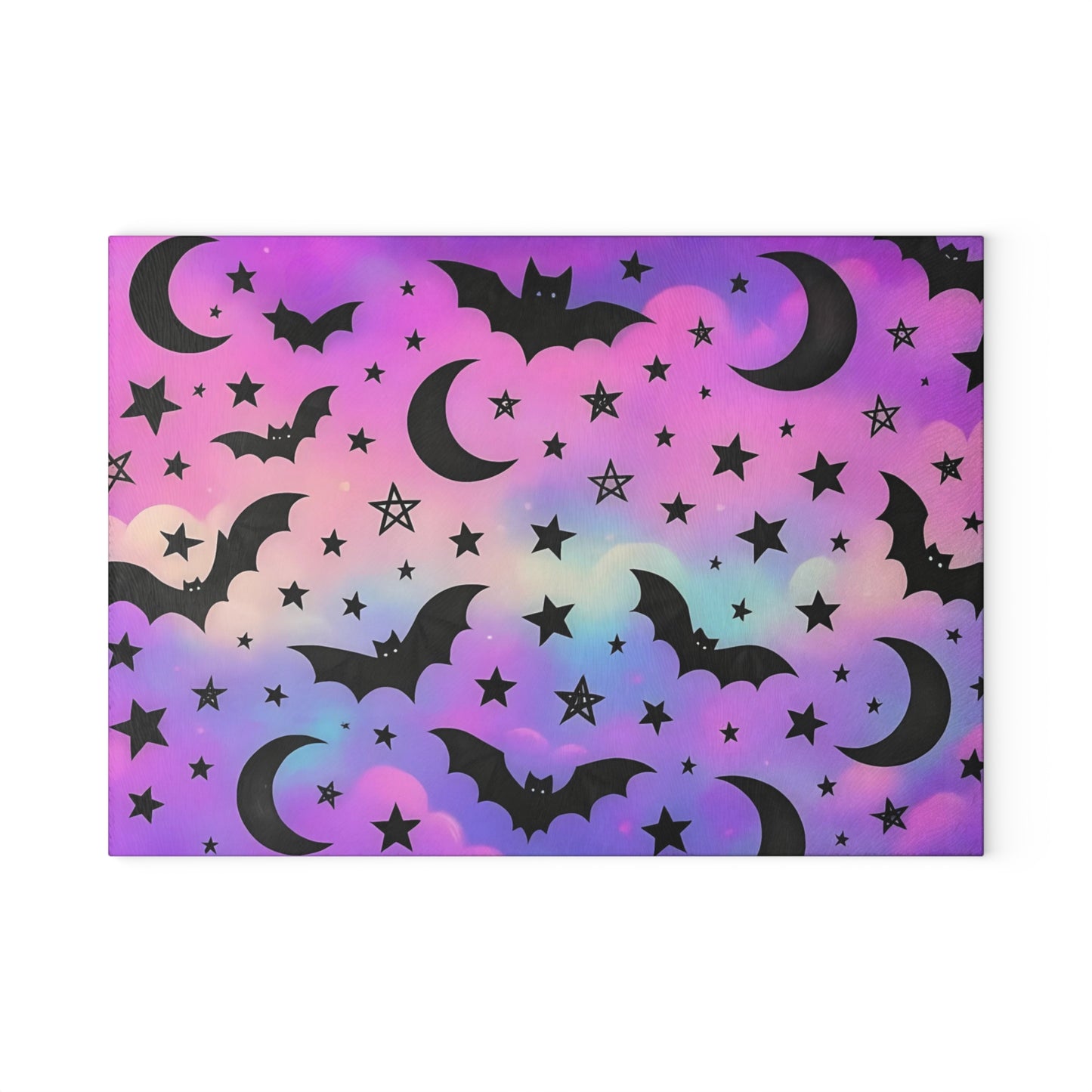 🦇 Pastel Halloween Sky Cutting Board – Spooky Cute Bats & Moons on Dreamy Clouds