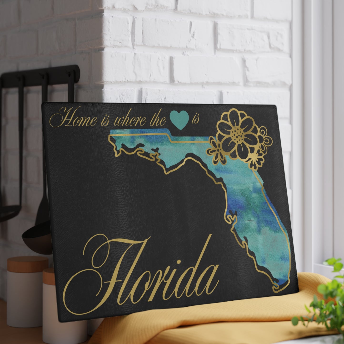 🌴 Florida State Floral Cutting Board – Sunshine State Elegance for Your Kitchen