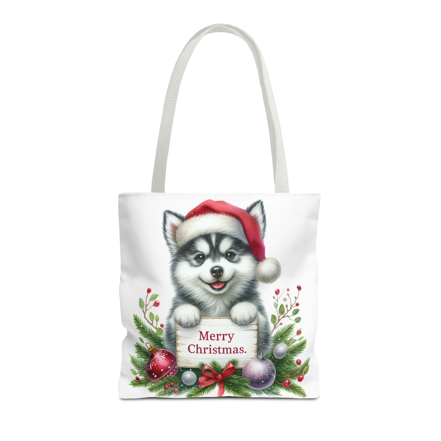 🎁 Husky “Merry Christmas” Tote Bag – Holiday Cuteness You Can Carry 🎄