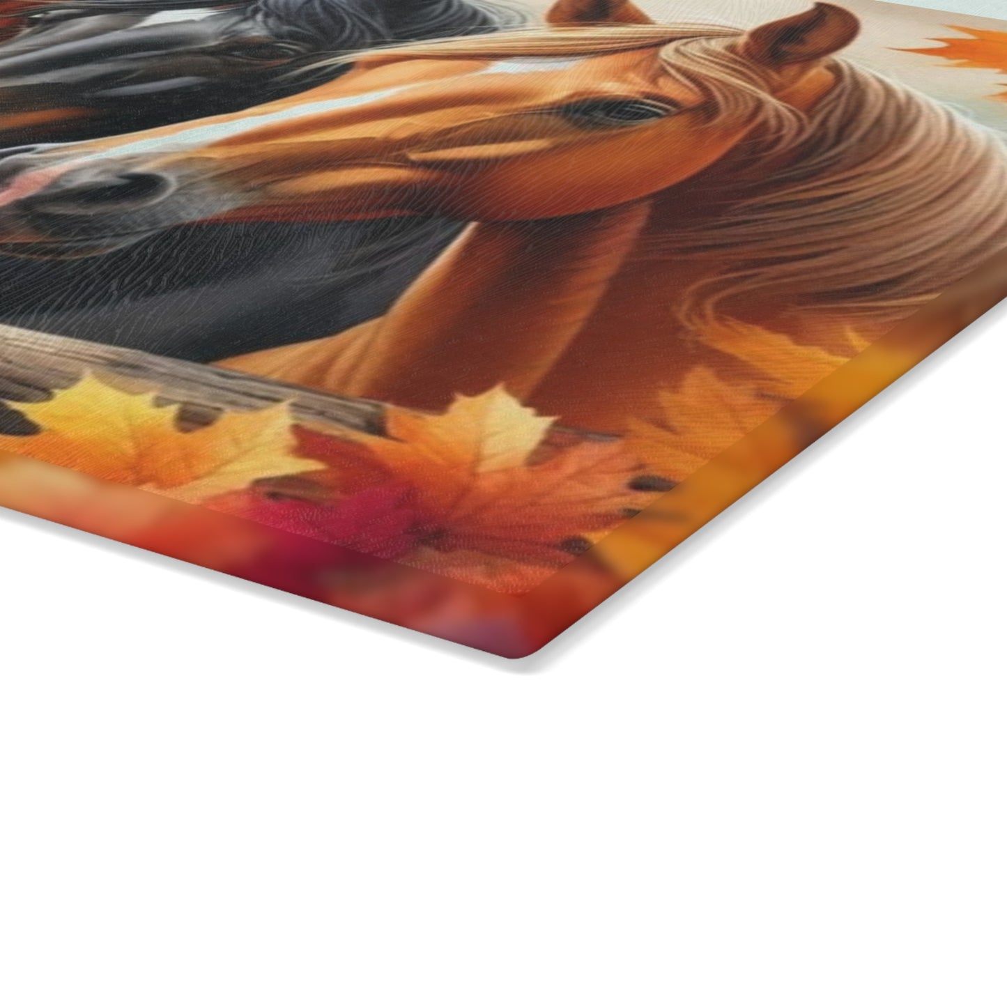 🐴 Autumn Horse Trio Cutting Board – Rustic Farmhouse Beauty 🐴