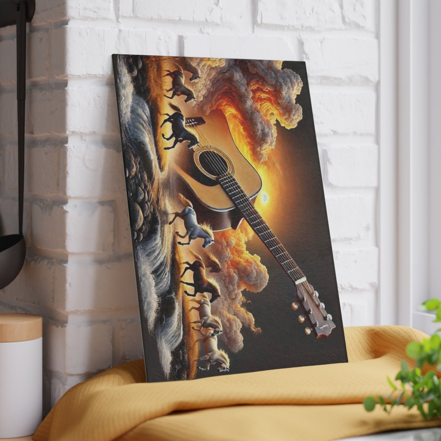 Horse and Guitar, Rustic Decor, Horse Lover Gifts, Music Kitchen Accessories, Glass Cutting Board, Country Home Decor, Rustic Cutting Board
