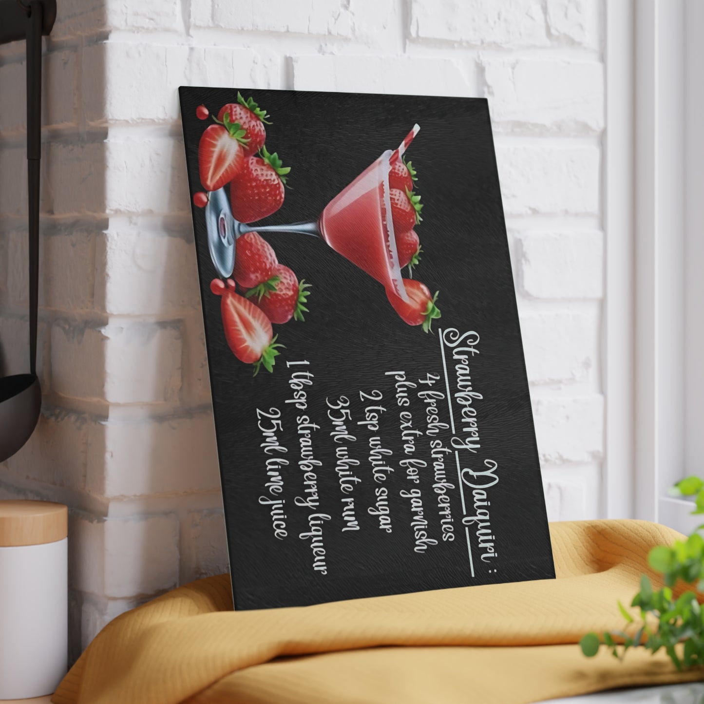 🍓 Strawberry Daiquiri Recipe Cutting Board – A Sweet Splash of Style for Your Kitchen