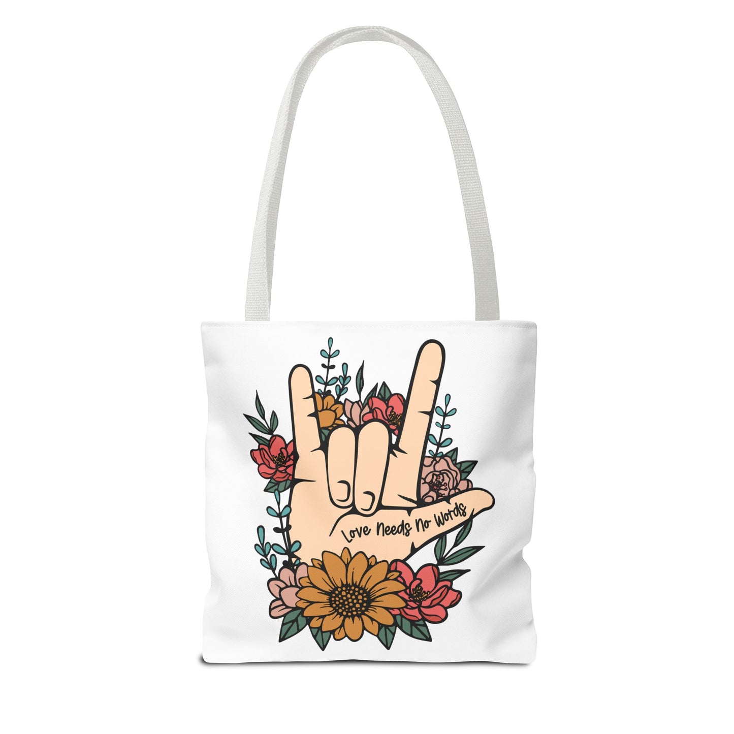 Bolsa de tela con gesto de "Te amo" en ASL (siglas en inglés)