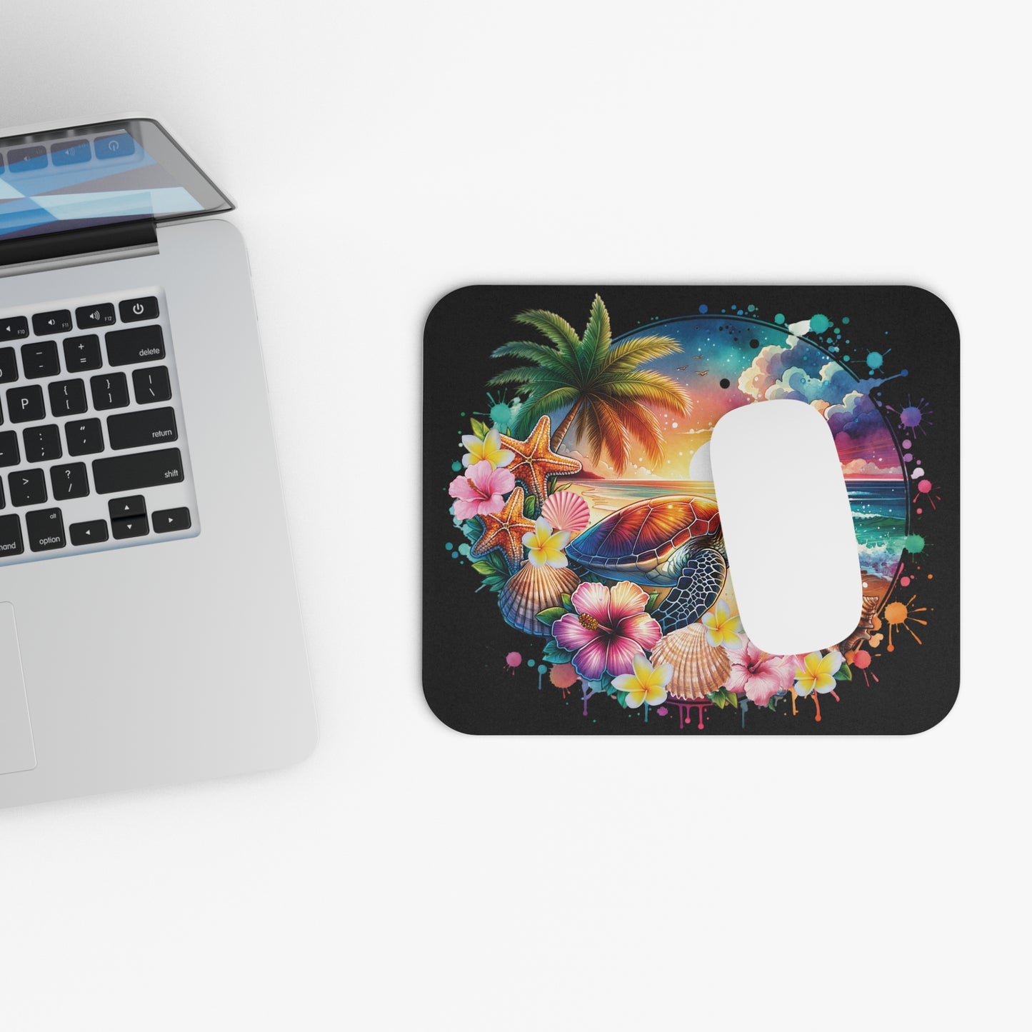 Alfombrilla de ratón con diseño de tortuga marina: decoración de escritorio inspirada en el océano