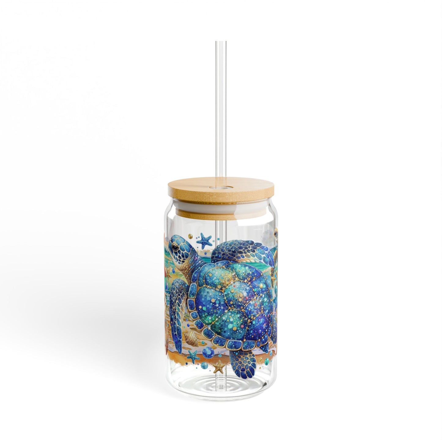 Vaso para sorber con forma de tortuga y estrella de mar: 16 oz. Ambiente playero tropical en cada sorbo.