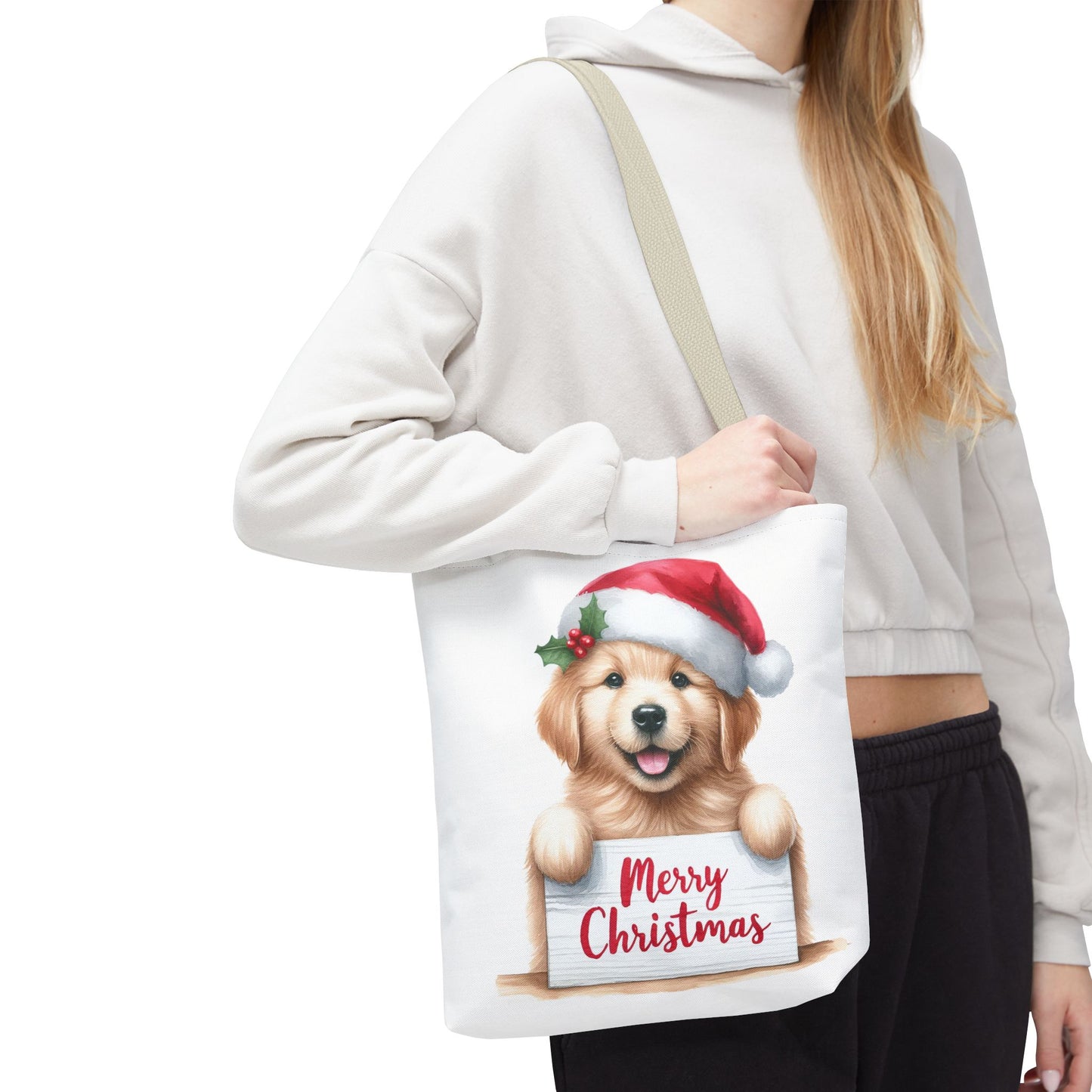 🐾 Golden Retriever “Merry Christmas” Tote Bag – Holiday Cheer in Every Carry 🎄