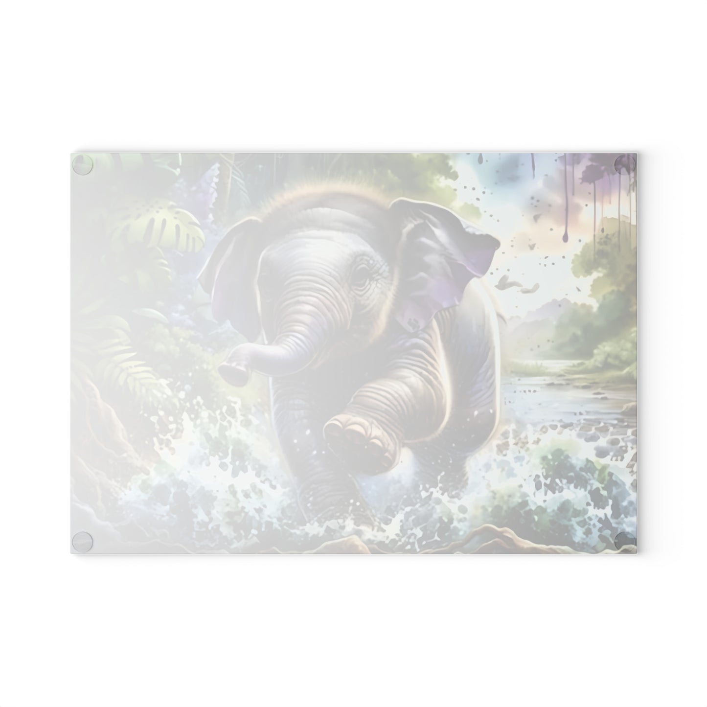 🐘 Jungle Baby Elephant Splash Cutting Board – Playful Safari Energy for Your Kitchen