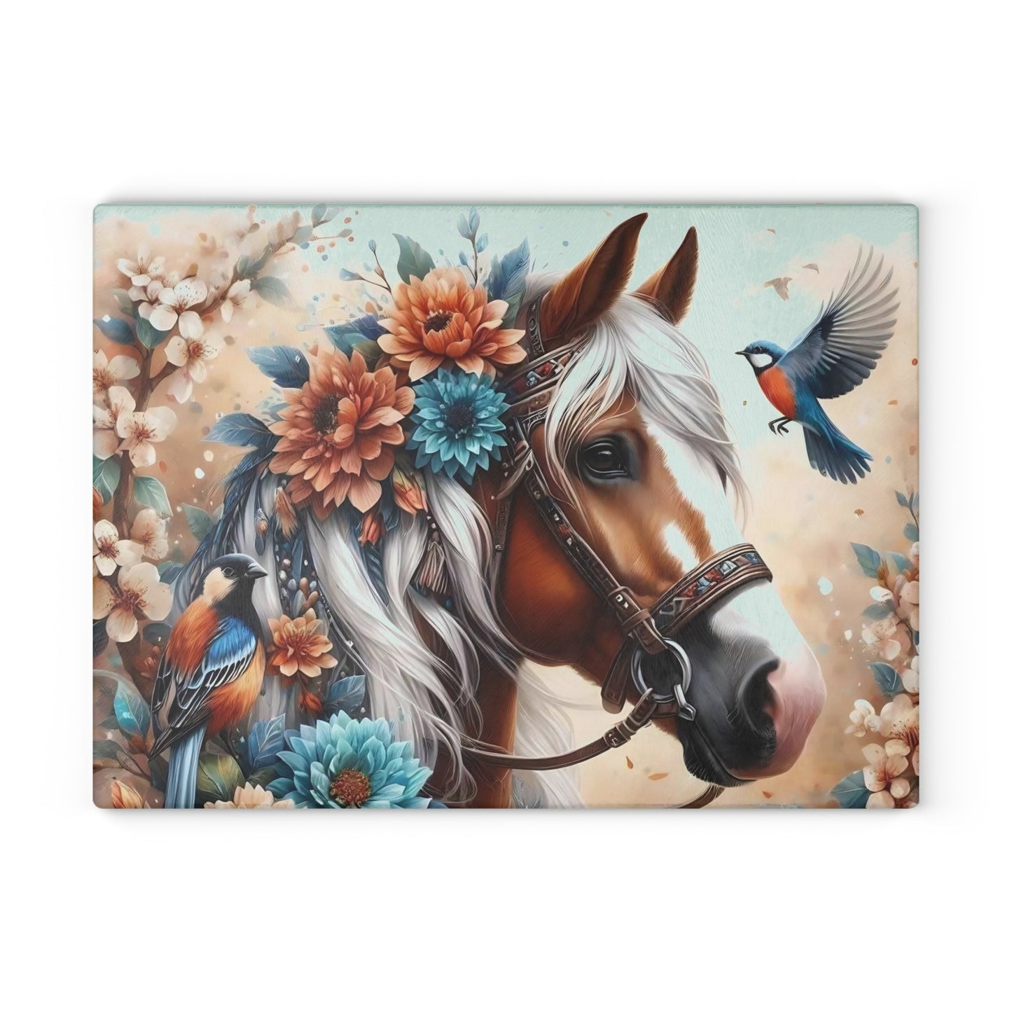 Hermosa tabla de cortar de caballo, tabla de cortar de vidrio templado, tabla de charcutería, tabla de cortar, regalo de inauguración de la casa, tabla de cortar personalizada