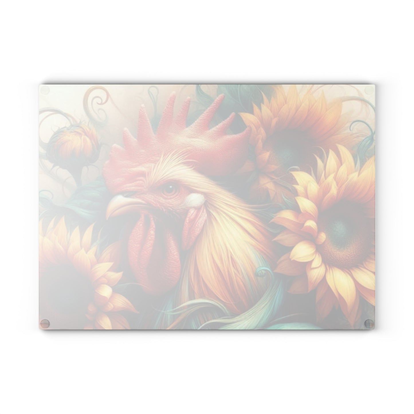 Rooster Glass Cutting Board – Rustic Farmhouse Kitchen Decor | Tempered Glass Charcuterie & Serving Board