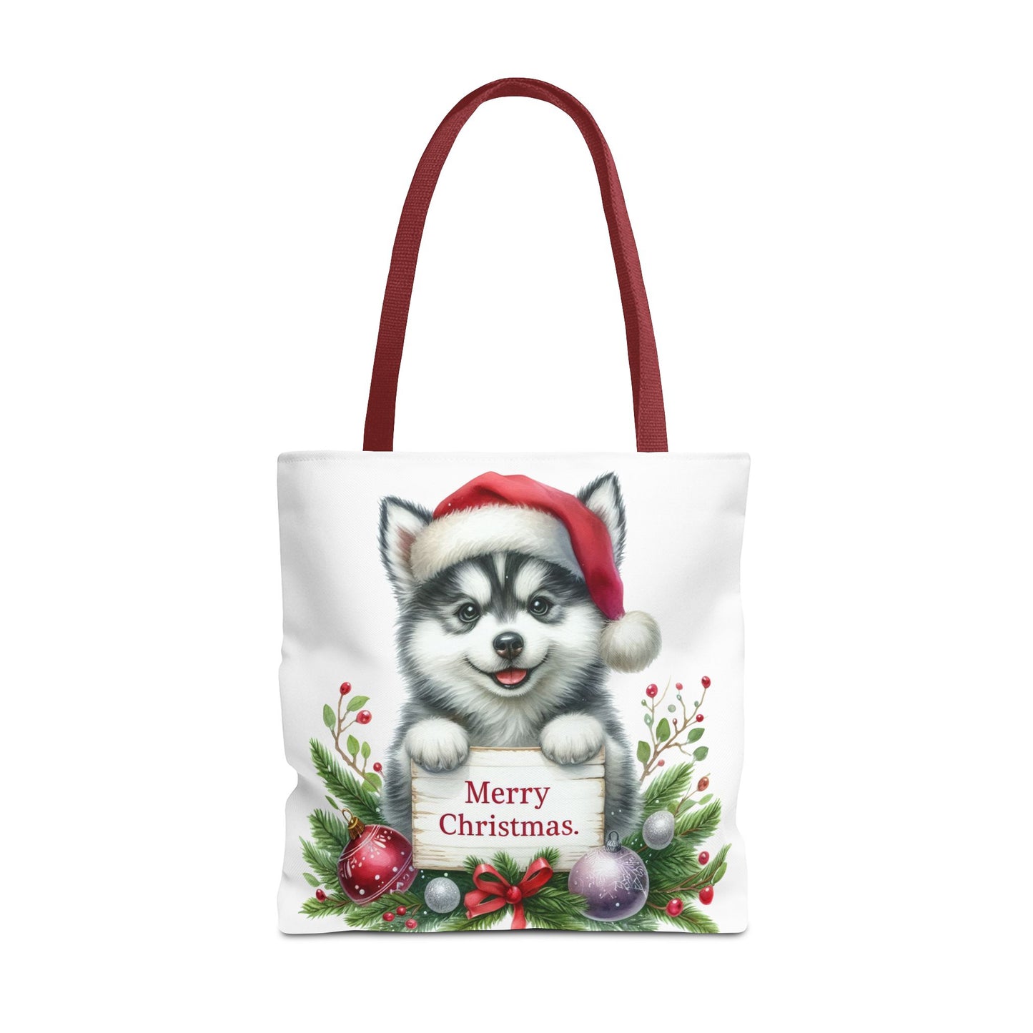 🎁 Husky “Merry Christmas” Tote Bag – Holiday Cuteness You Can Carry 🎄