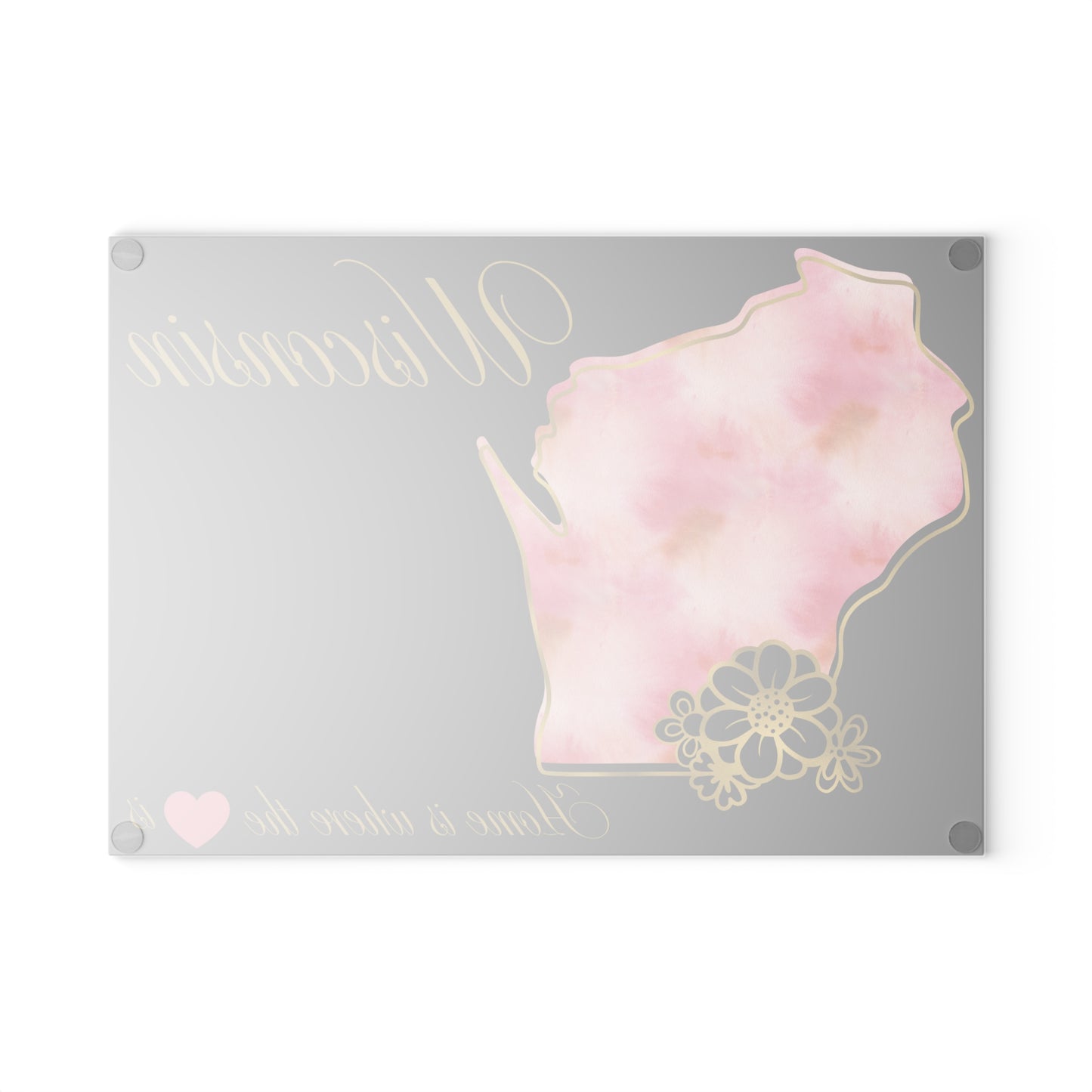🌸 Wisconsin Floral State Cutting Board – Pink Blossoms & Hometown Charm 🌸