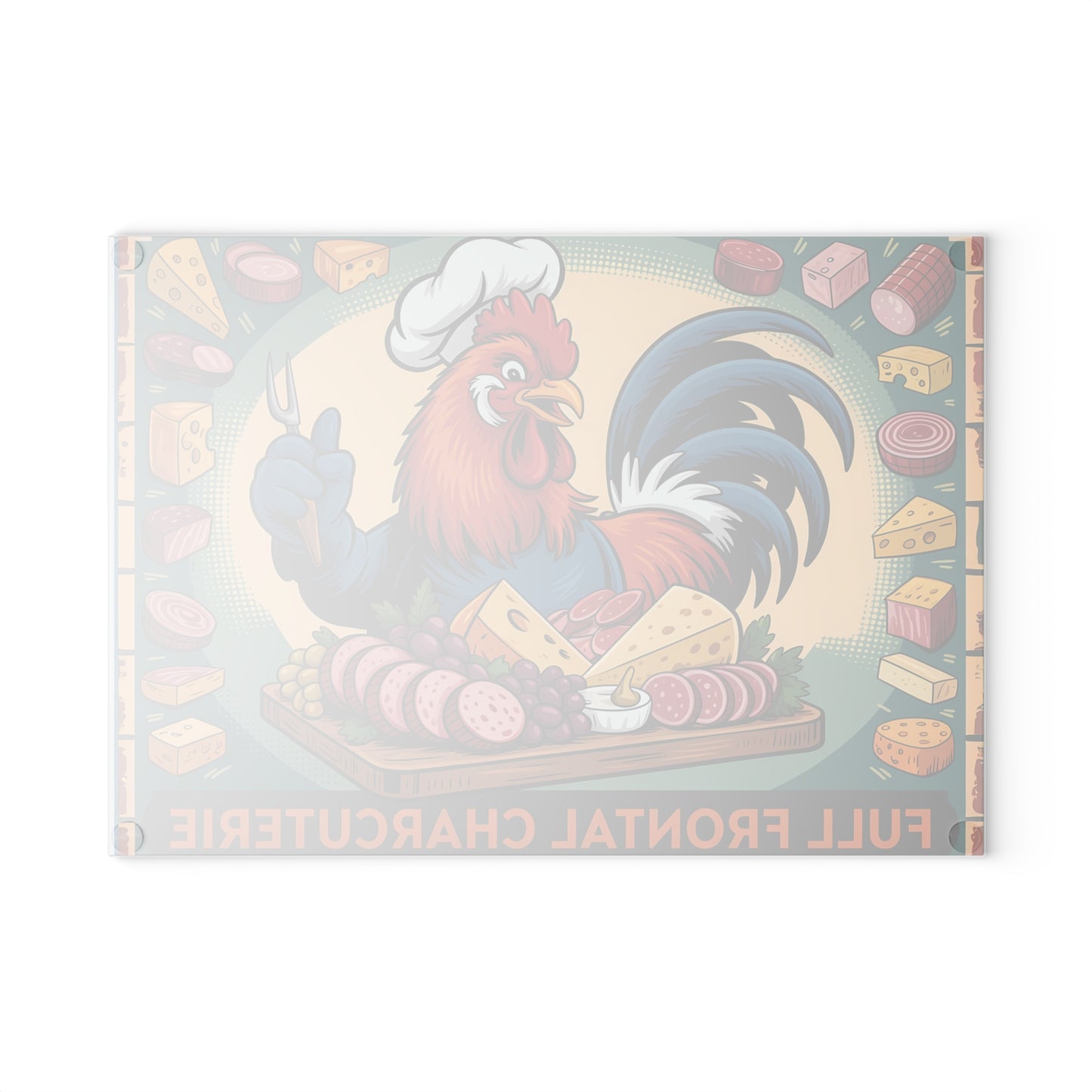 Tabla de cortar charcutería frontal completa: un divertido regalo de cocina con forma de gallo, queso y carne