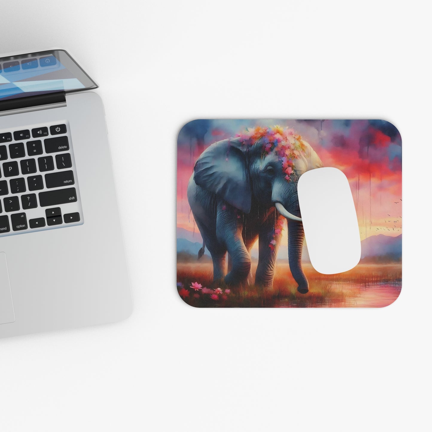 ๐ฑ๏ธ๐
๐ Sunset Elephant Mouse Pad โ Dreamy Floral Safari Desk Art