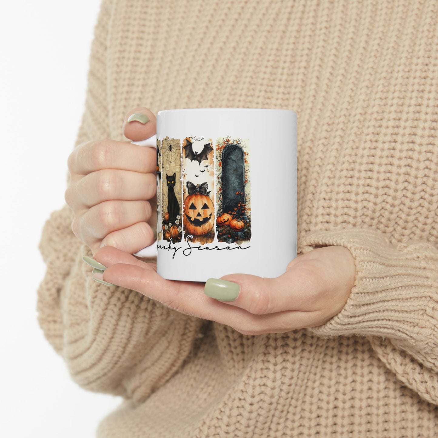🎃 Spooky Season Halloween Mug – Vintage Charm with a Whimsical Haunt 👻