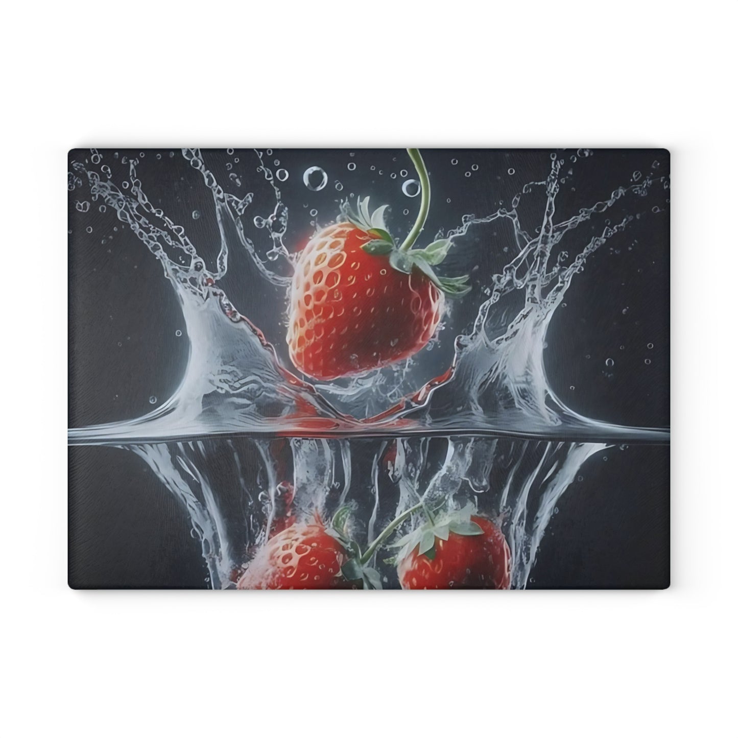 🍓 Strawberry Splash Glass Cutting Board – Bold Berry Pop for Your Kitchen