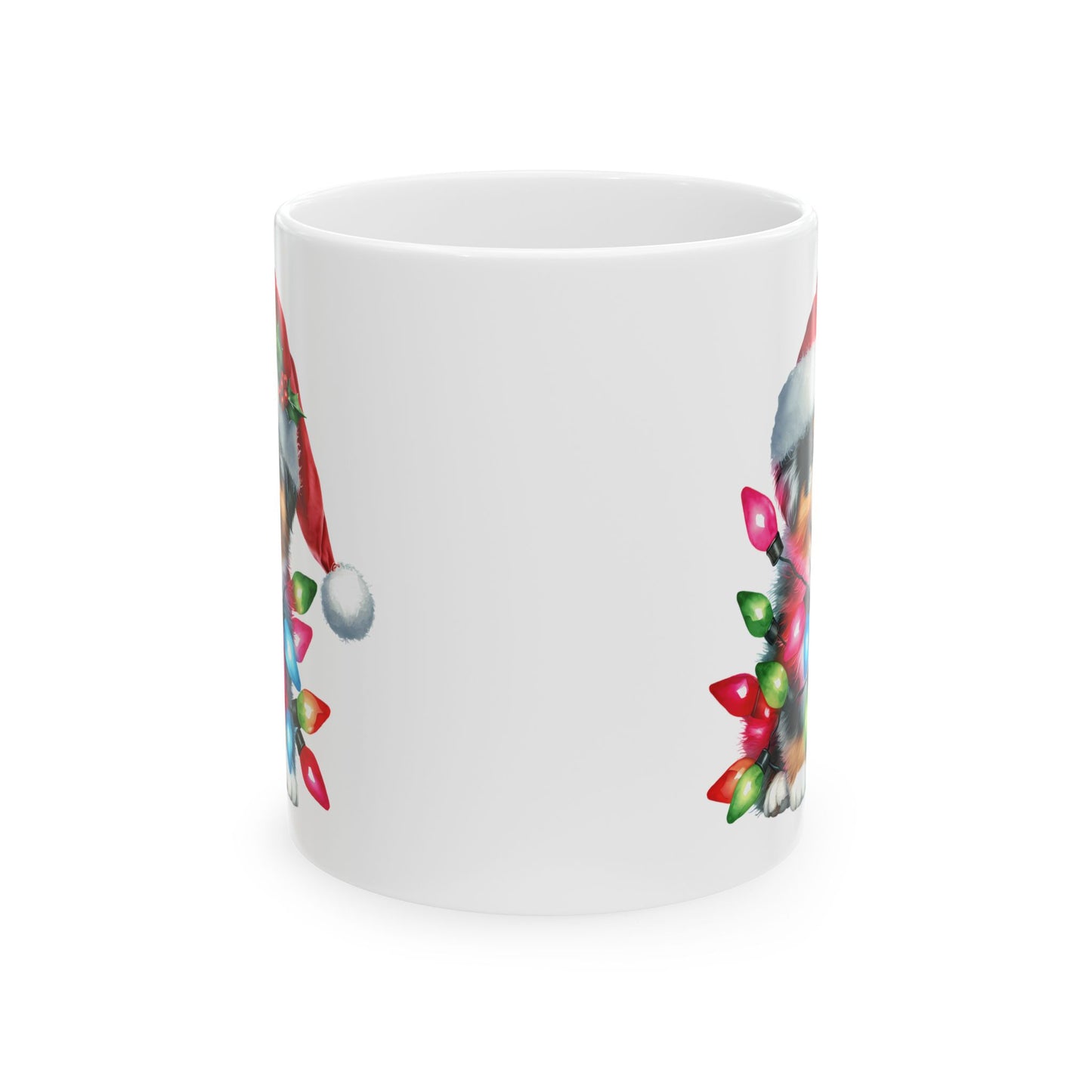 🎅 Australian Shepherd Christmas Mug – Santa Paws with Holiday Sparkle 🌟
