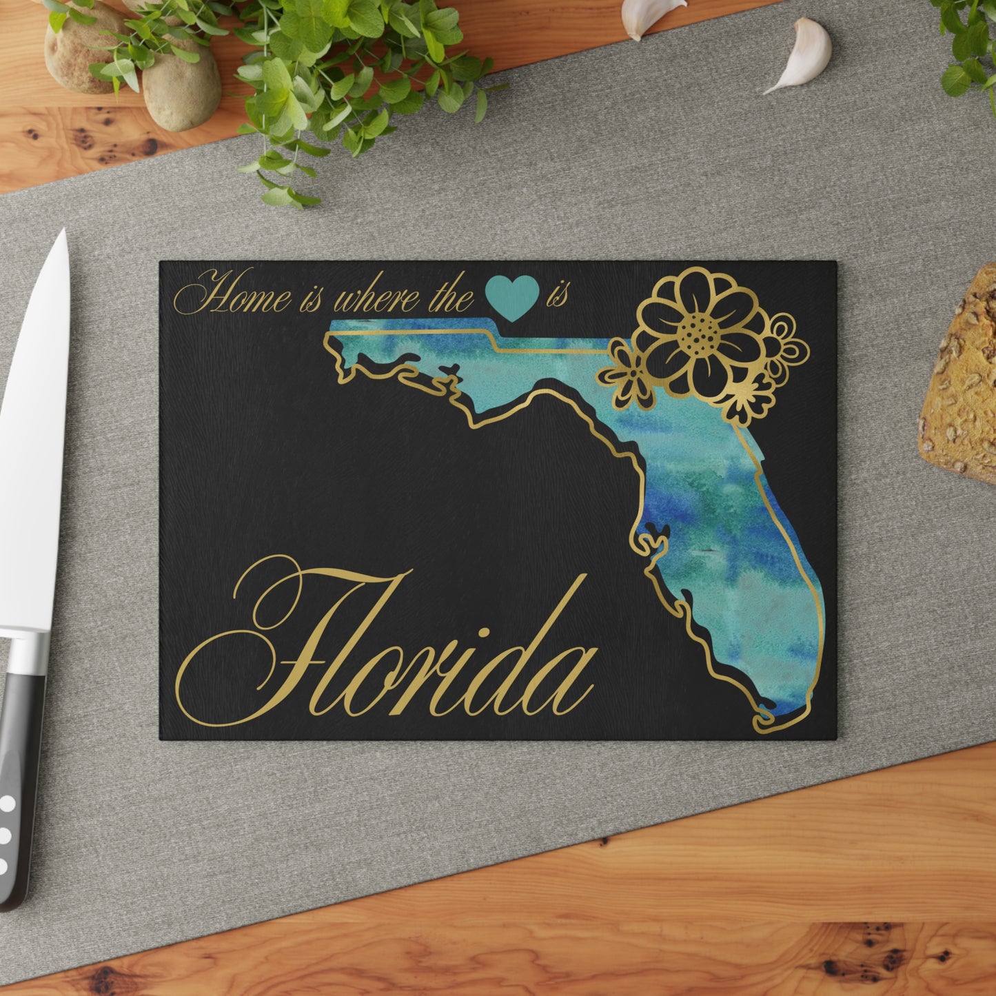 🌴 Florida State Floral Cutting Board – Sunshine State Elegance for Your Kitchen