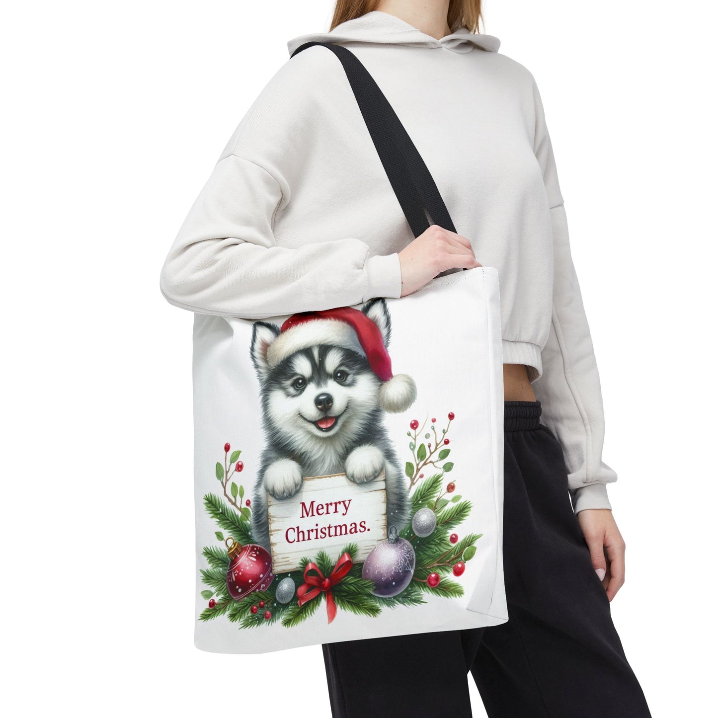 🎁 Husky “Merry Christmas” Tote Bag – Holiday Cuteness You Can Carry 🎄