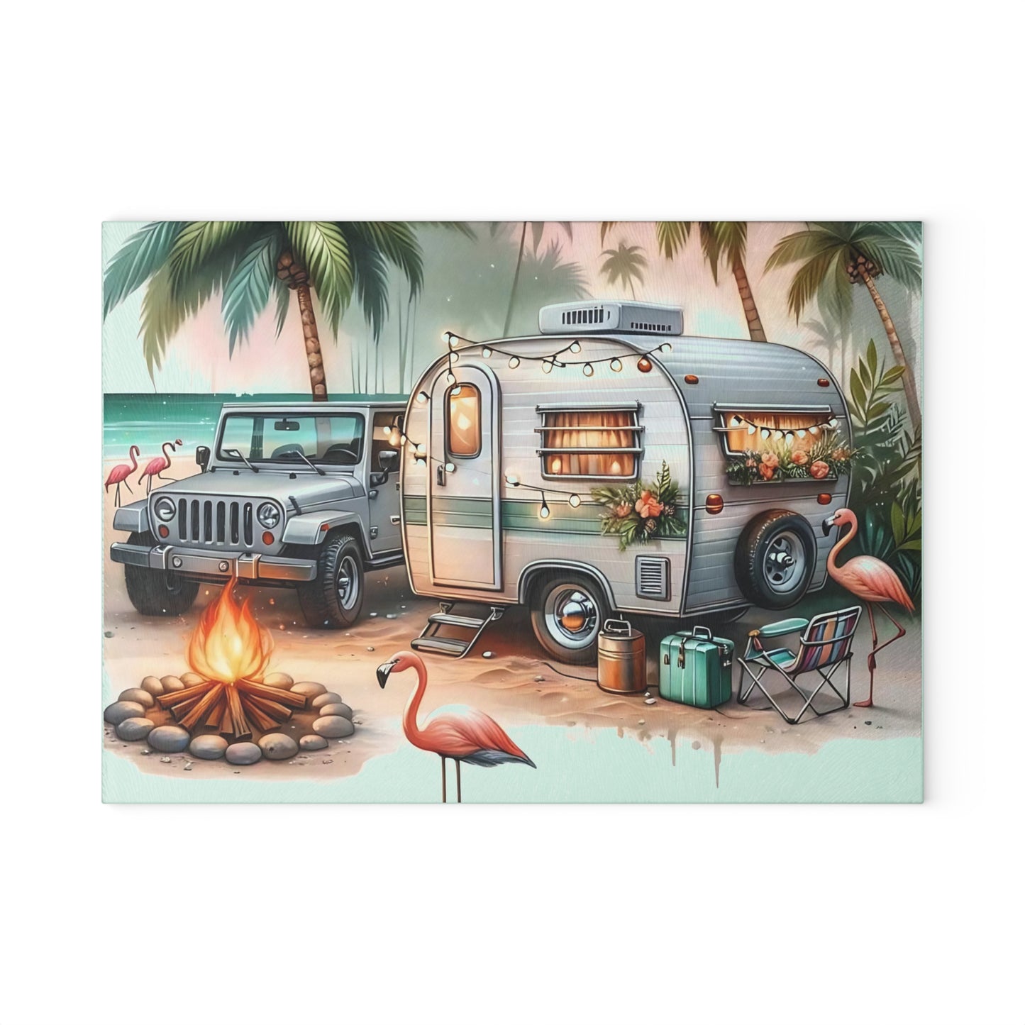 Tabla de cortar de vidrio templado para glamping en Florida