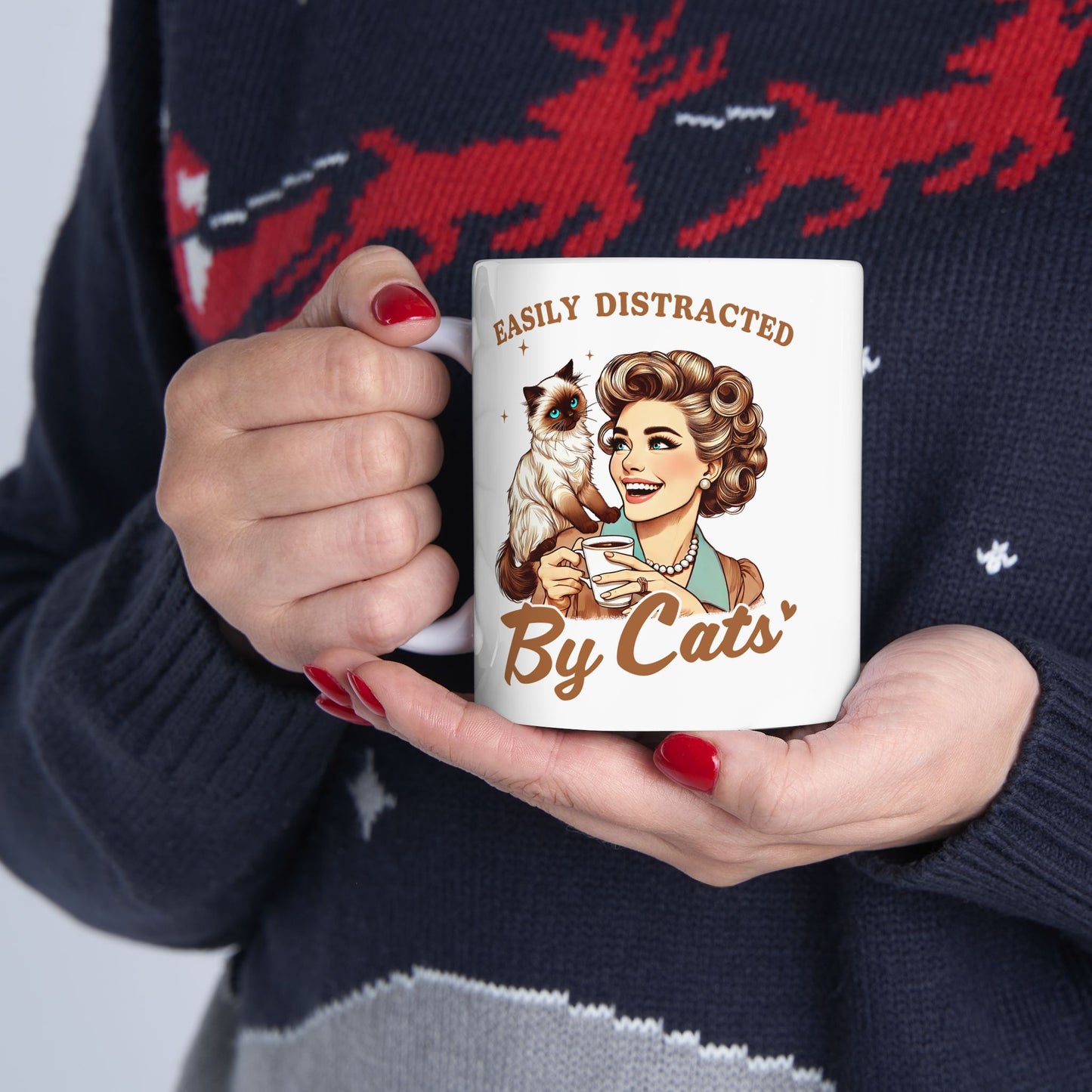 🐱 Easily Distracted By Cats Mug – Purrfectly Charming for Cat Lovers ☕