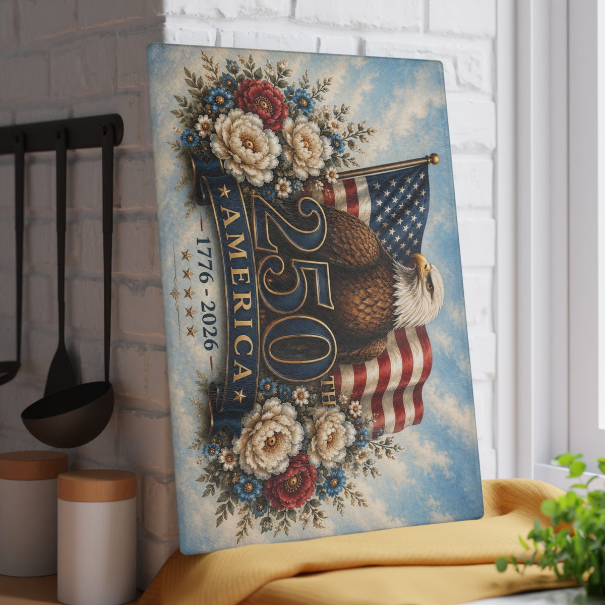 250th America Eagle Tempered Glass Cutting Board