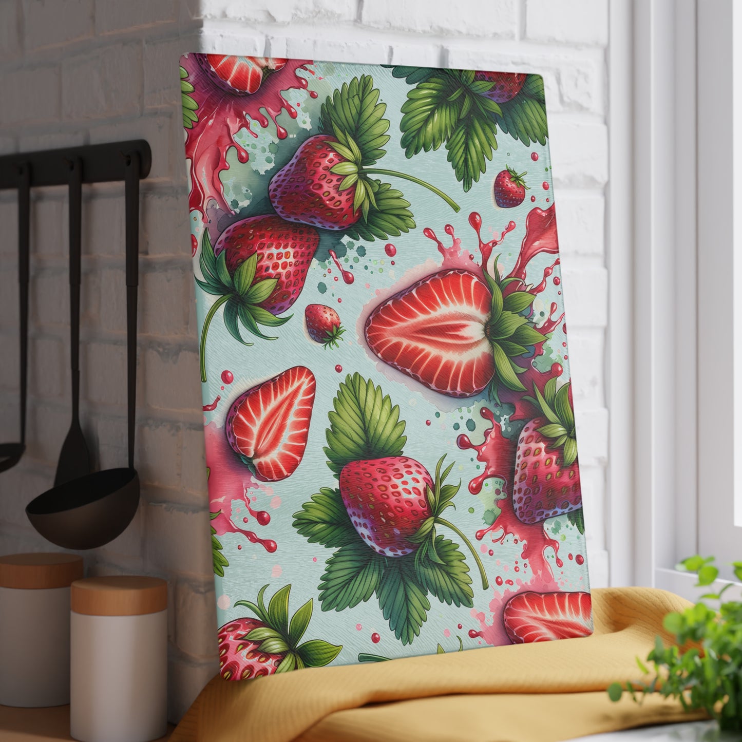 Tabla de cortar Strawberry Splash: estilo de cocina atrevido y jugoso