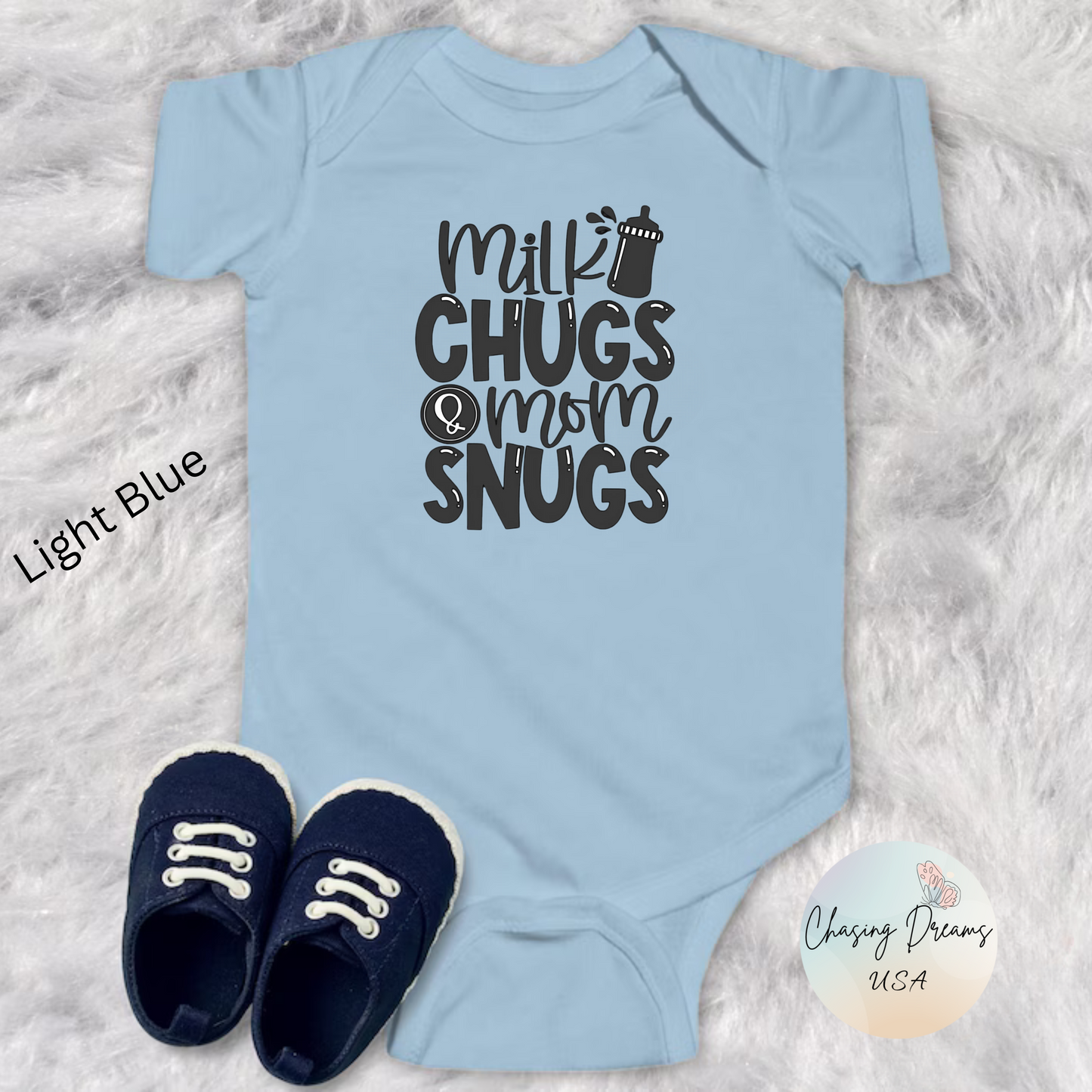 Body para bebé Milk Chugs & Mom Snugs: disponible en varios colores y orgánico