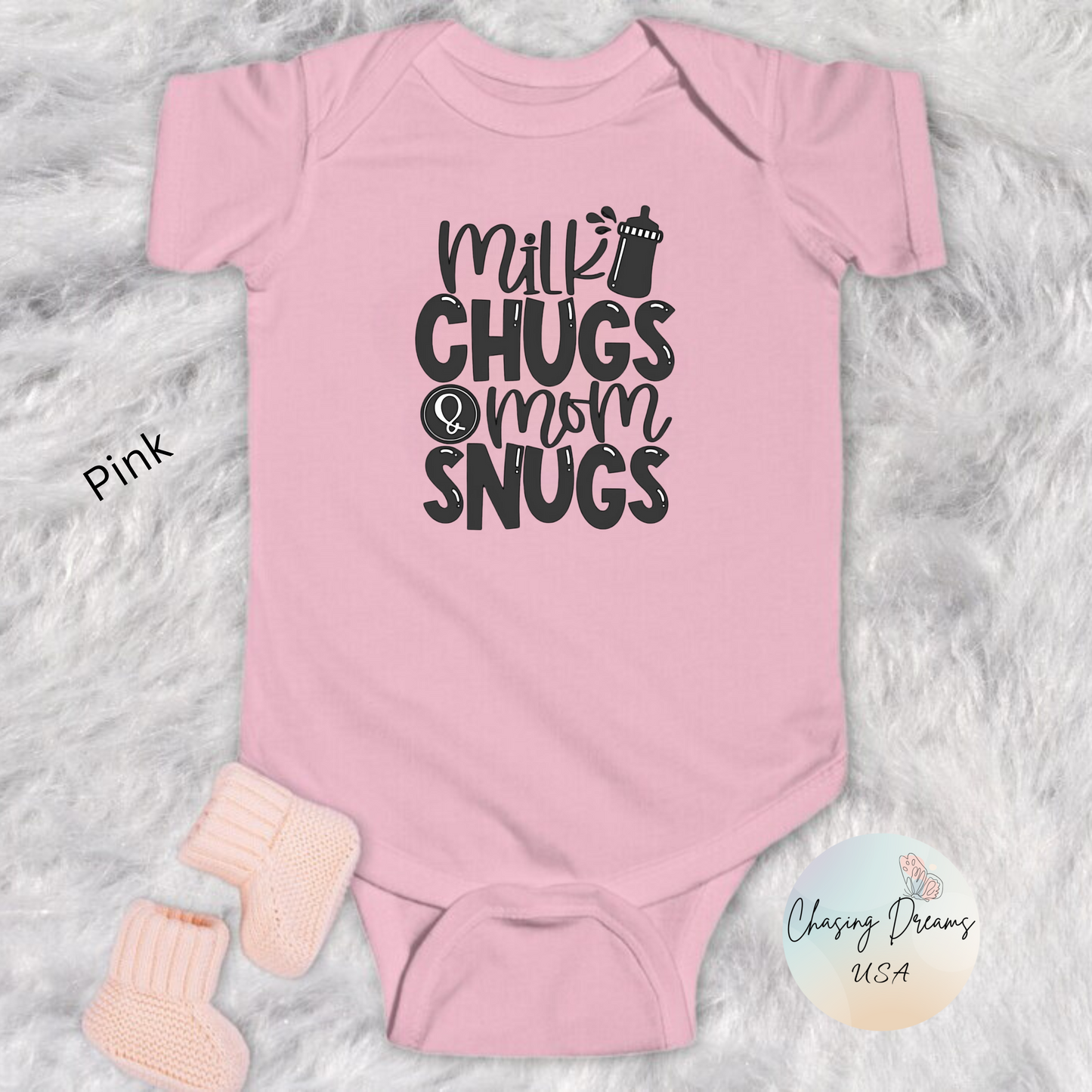 Body para bebé Milk Chugs & Mom Snugs: disponible en varios colores y orgánico