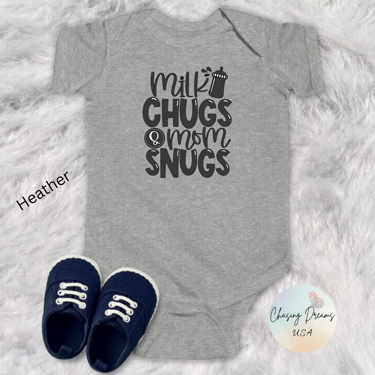 Body para bebé Milk Chugs & Mom Snugs: disponible en varios colores y orgánico