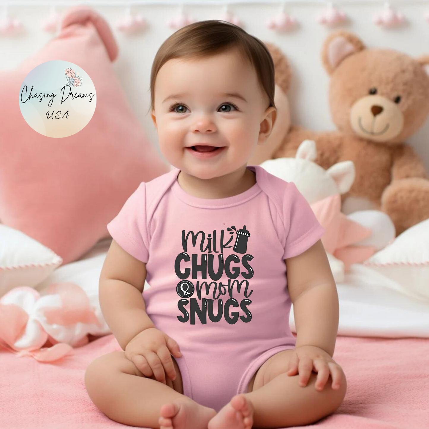 Body para bebé Milk Chugs & Mom Snugs: disponible en varios colores y orgánico