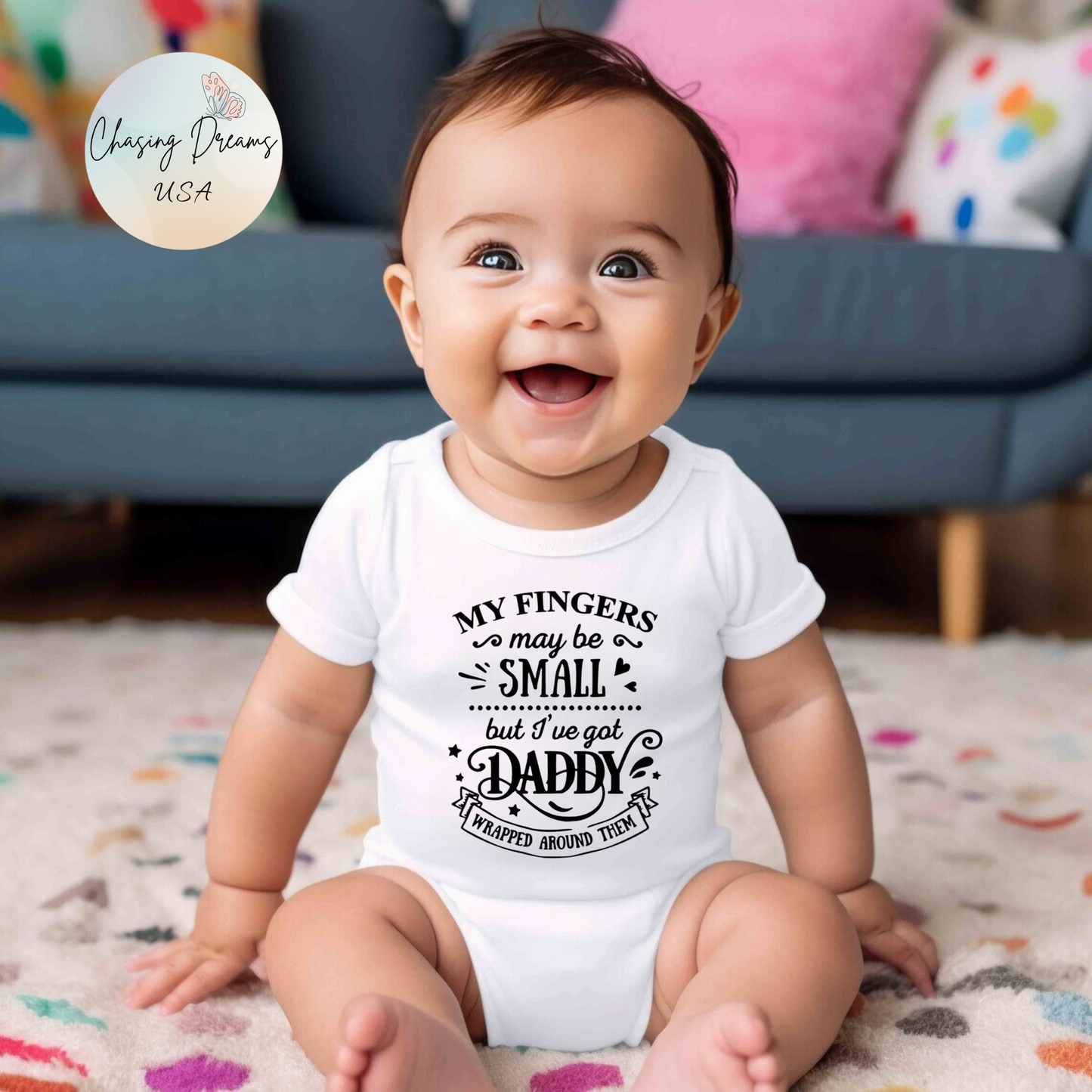 Body de bebé "Papá envuelto en mi dedo" | Mono de bebé adorable para papá | Versión orgánica disponible