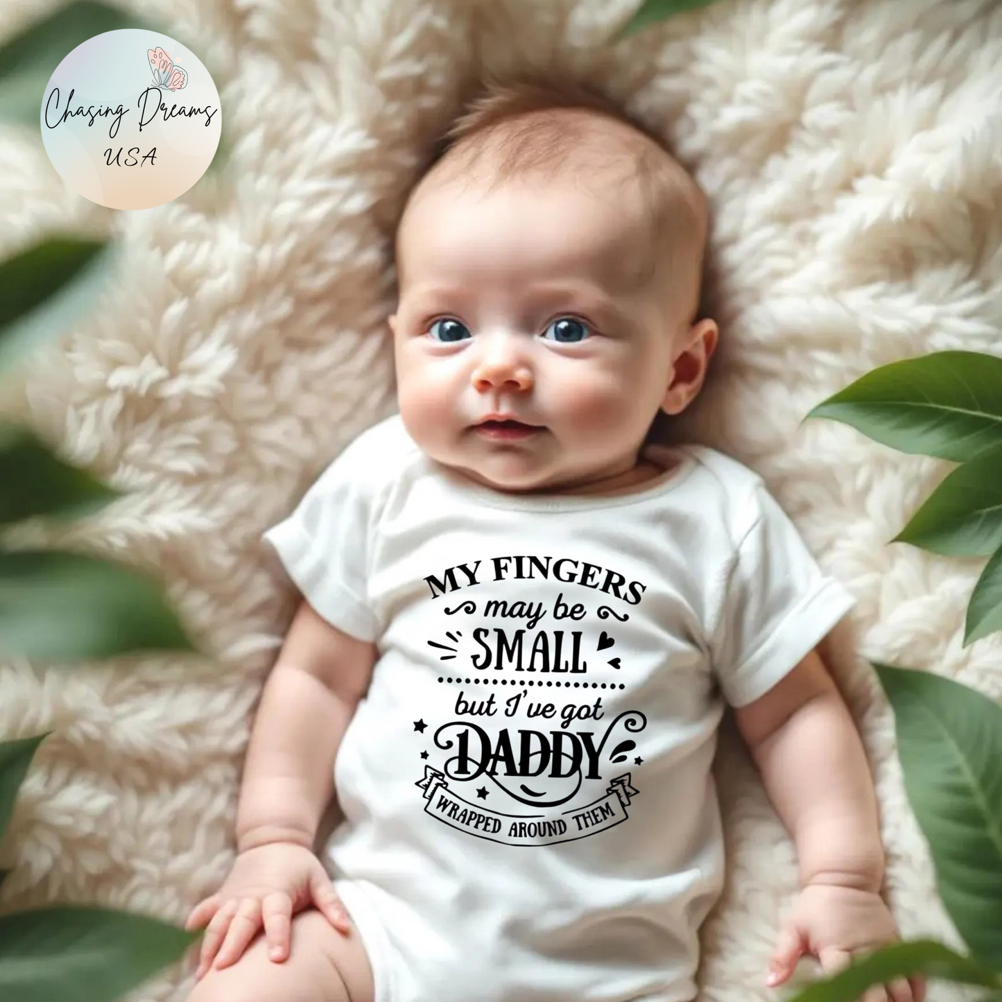 Body de bebé "Papá envuelto en mi dedo" | Mono de bebé adorable para papá | Versión orgánica disponible