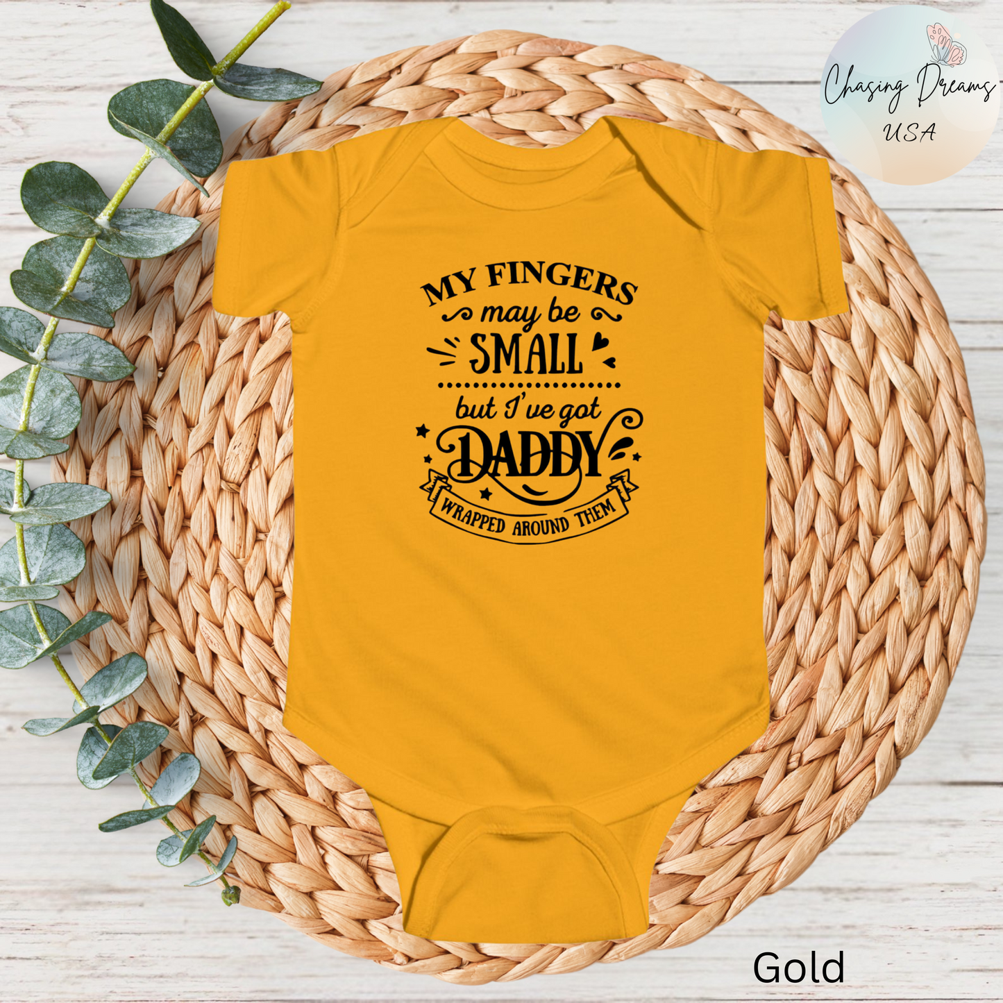 Body de bebé "Papá envuelto en mi dedo" | Mono de bebé adorable para papá | Versión orgánica disponible