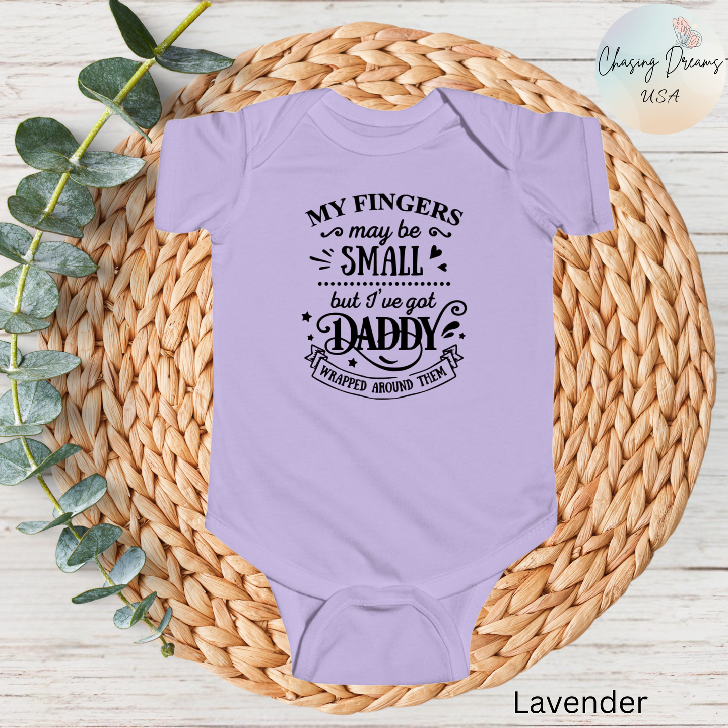 Body de bebé "Papá envuelto en mi dedo" | Mono de bebé adorable para papá | Versión orgánica disponible