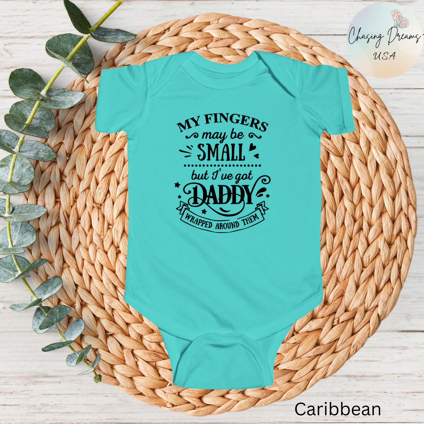 Body de bebé "Papá envuelto en mi dedo" | Mono de bebé adorable para papá | Versión orgánica disponible