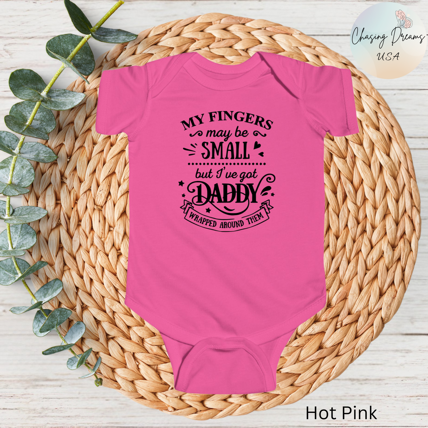 Body de bebé "Papá envuelto en mi dedo" | Mono de bebé adorable para papá | Versión orgánica disponible