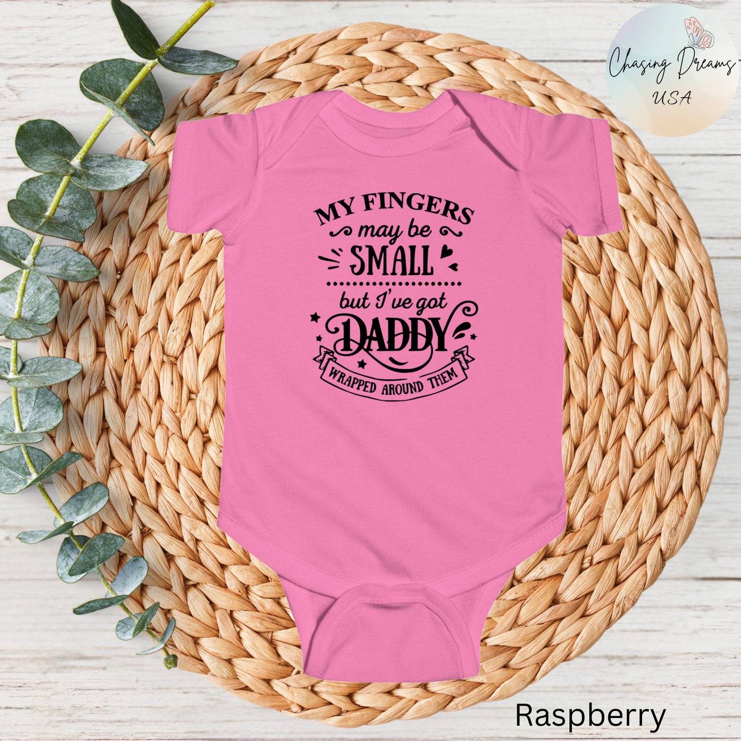 Body de bebé "Papá envuelto en mi dedo" | Mono de bebé adorable para papá | Versión orgánica disponible