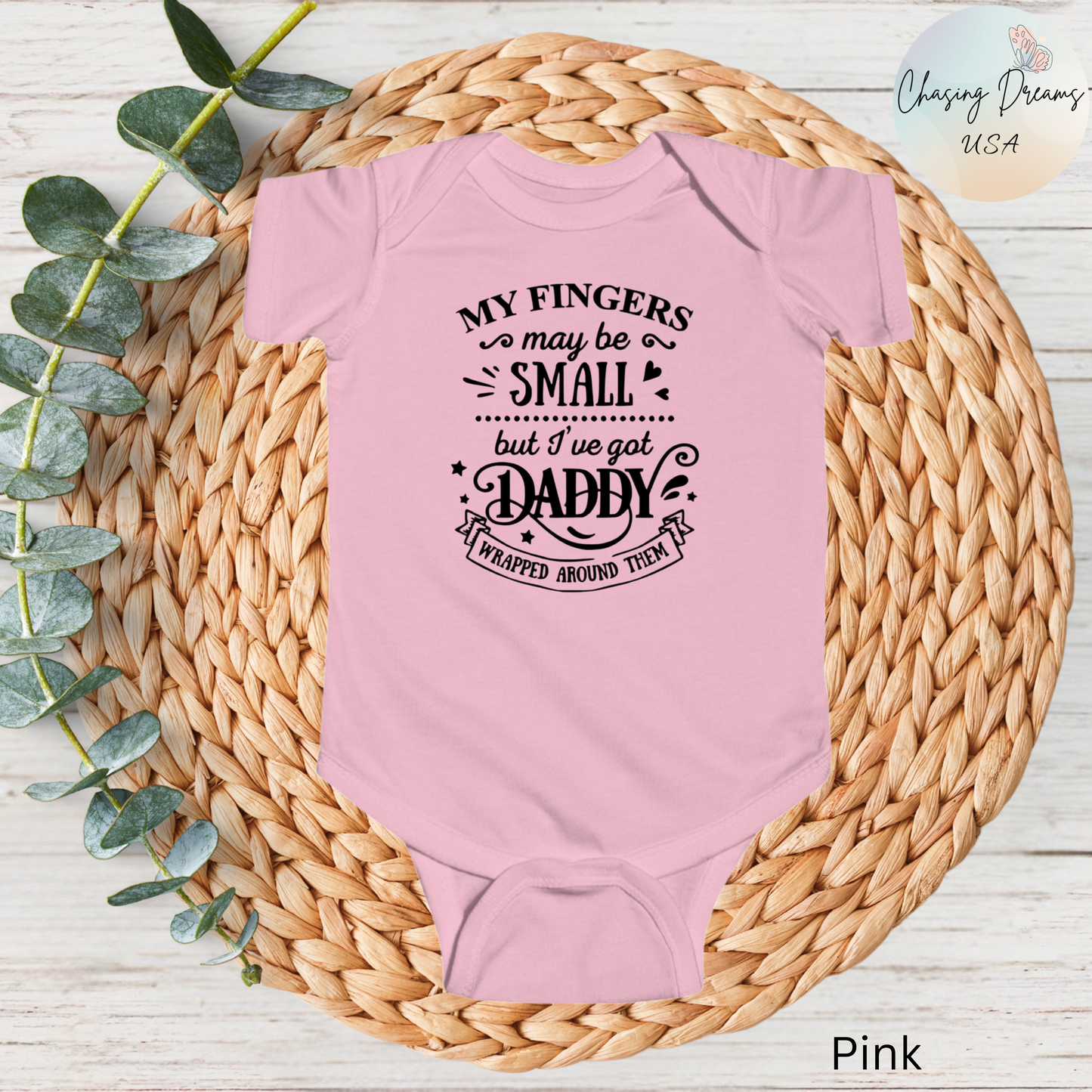 Body de bebé "Papá envuelto en mi dedo" | Mono de bebé adorable para papá | Versión orgánica disponible