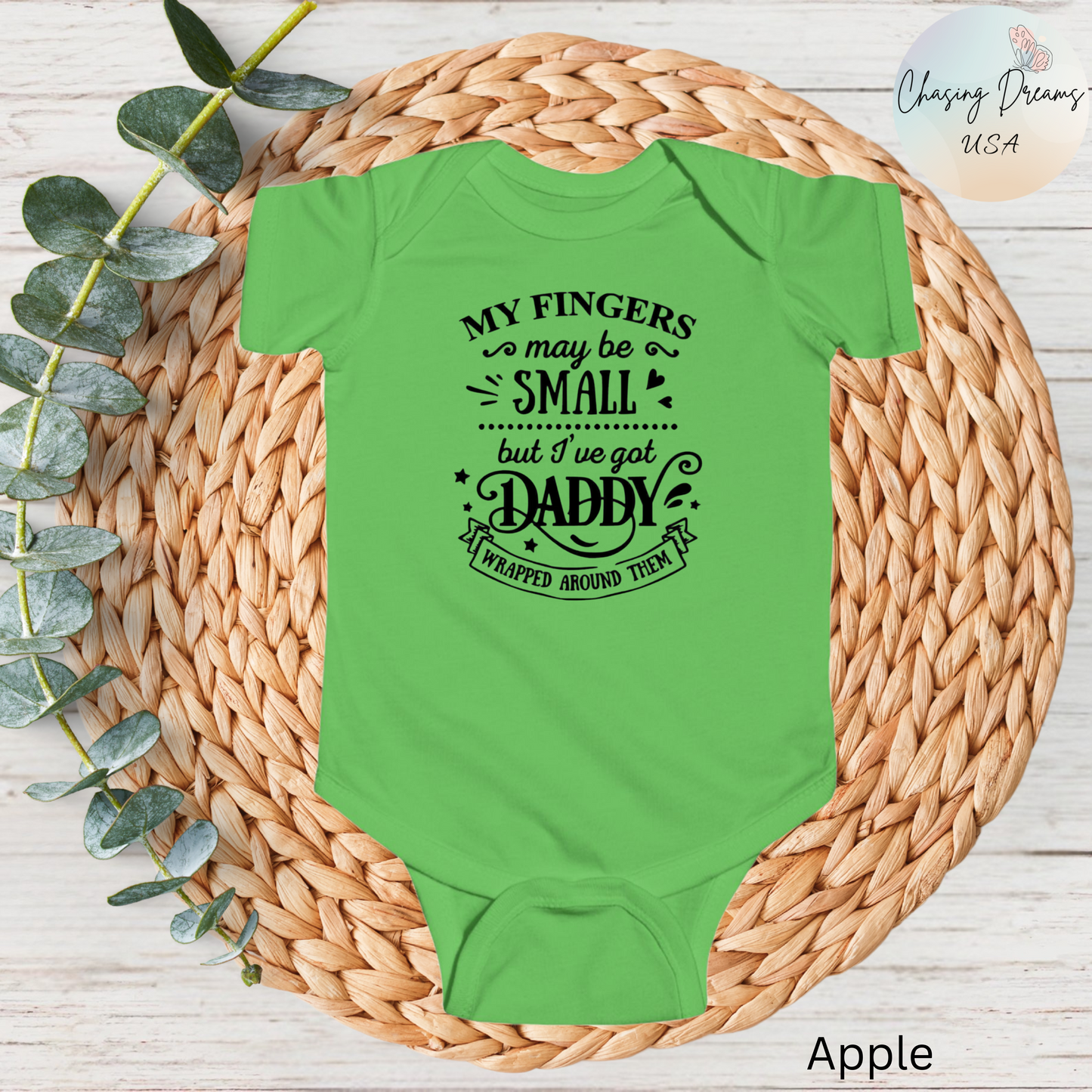 Body de bebé "Papá envuelto en mi dedo" | Mono de bebé adorable para papá | Versión orgánica disponible
