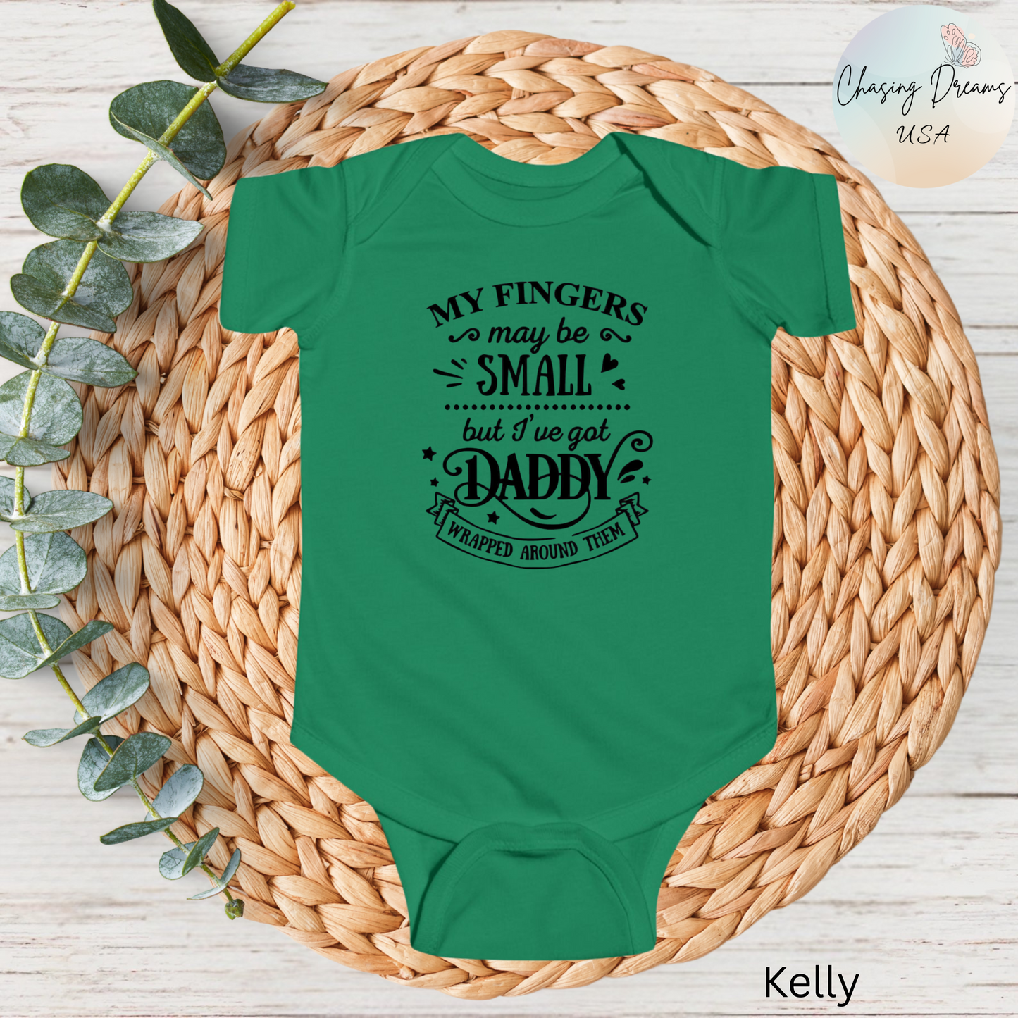 Body de bebé "Papá envuelto en mi dedo" | Mono de bebé adorable para papá | Versión orgánica disponible
