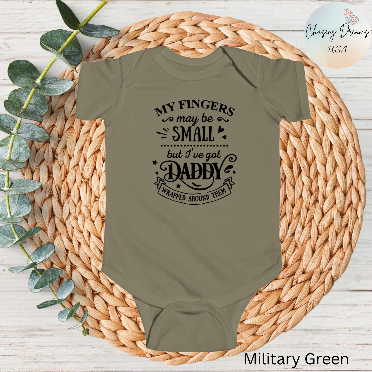 Body de bebé "Papá envuelto en mi dedo" | Mono de bebé adorable para papá | Versión orgánica disponible