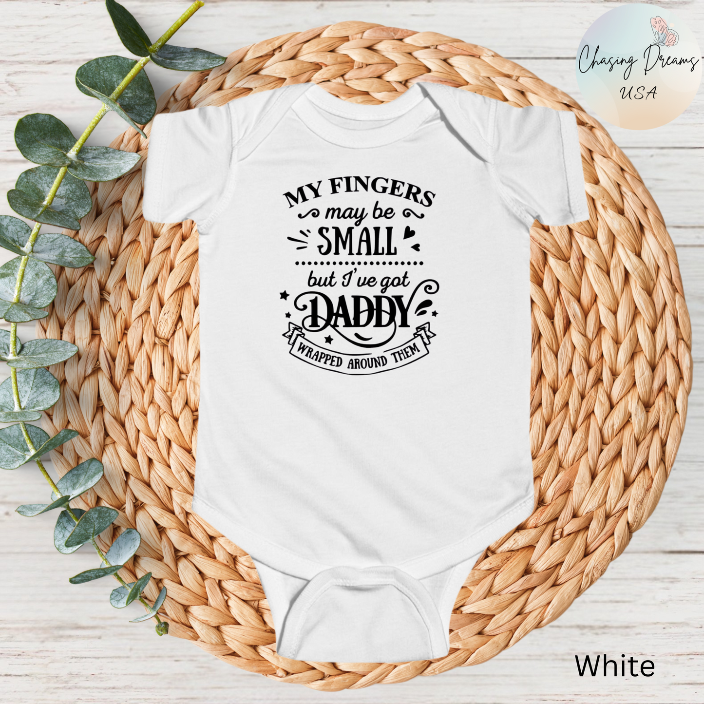 Body de bebé "Papá envuelto en mi dedo" | Mono de bebé adorable para papá | Versión orgánica disponible